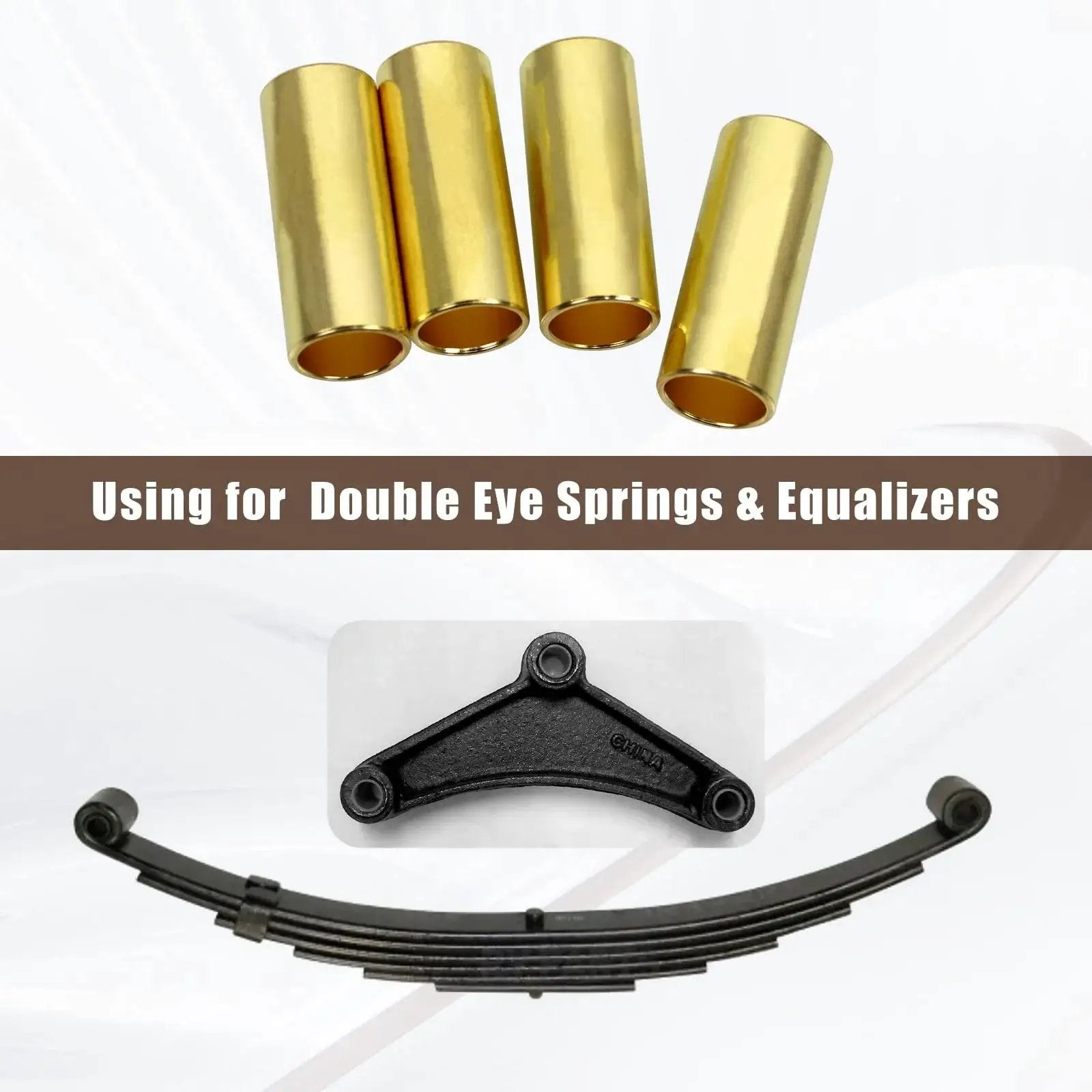 Set of tin bronze bushings for double eye springs and equalizers, part of Bronze Trailer Leaf Spring Bushing K7129100 update