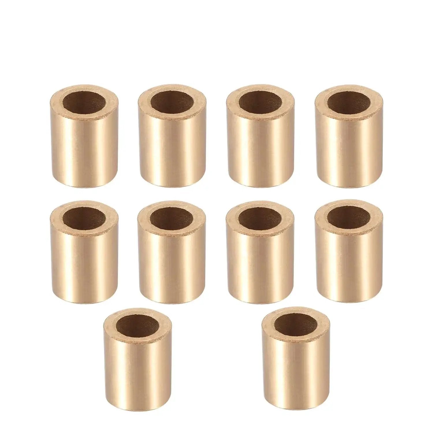 10 Pcs Sleeve Bearing Set With 10 Mm Bore 16 Mm Outer Diameter And 20 Mm Length Self Lubricating Bushings on white background