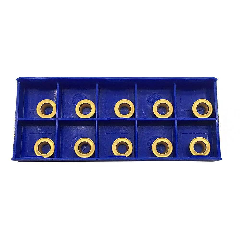 10 Pack RCMT10T3MO R5 Pro Grade Carbide Turning Inserts Tin Coated For Fast Cutting, Long Tool Life, Low Friction, Wear-Resistant Performance Ideal For Turning And Finishing Steel Cast Iron And Stainless Steel With SRACR L Toolholders