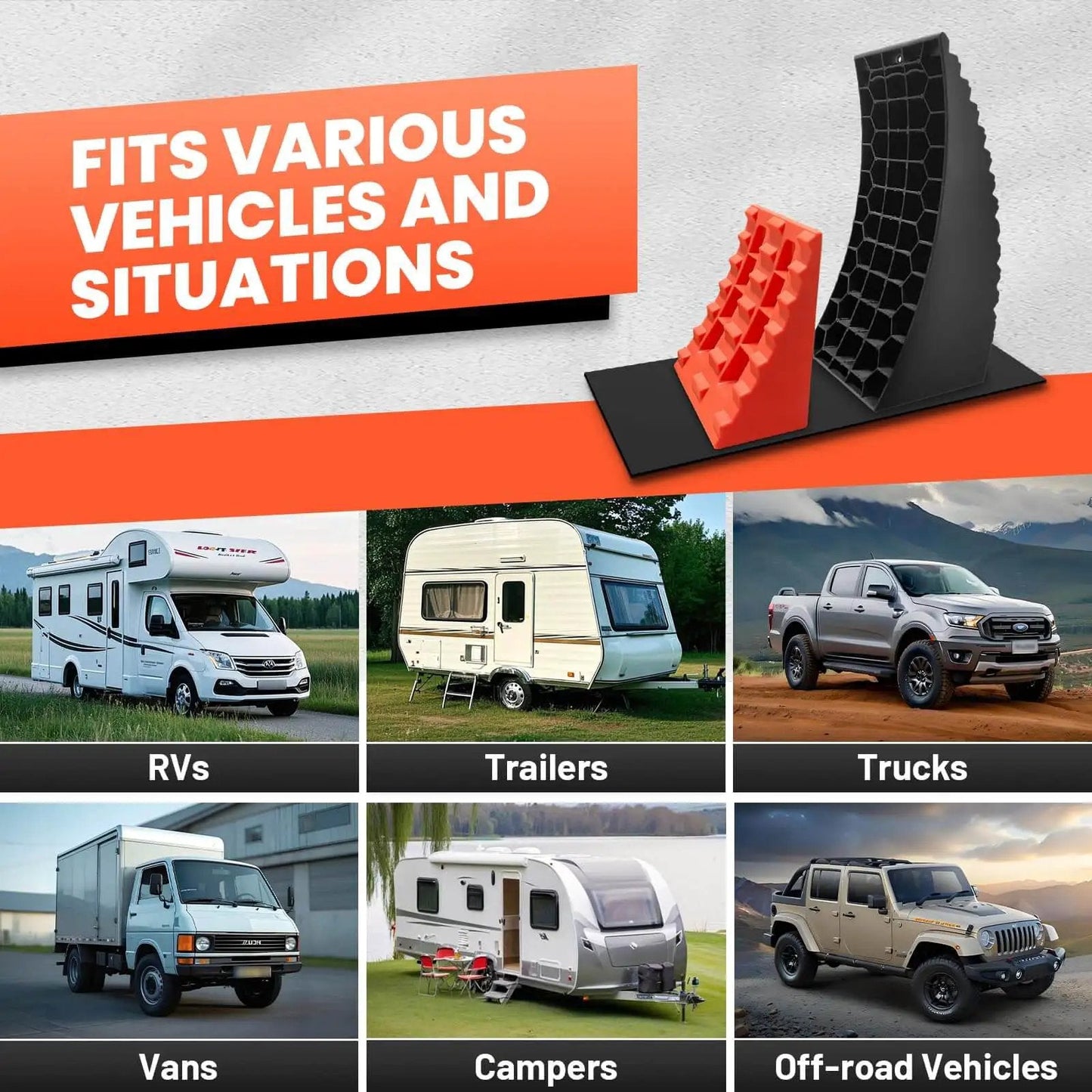 Tire Change Ramp For Trailers And Campers Lifts Up To 6.3 Inches No Jack Needed Anti Slip Ramp With Chocks Carry Bag Dual Axle Tandem Wheel Aid