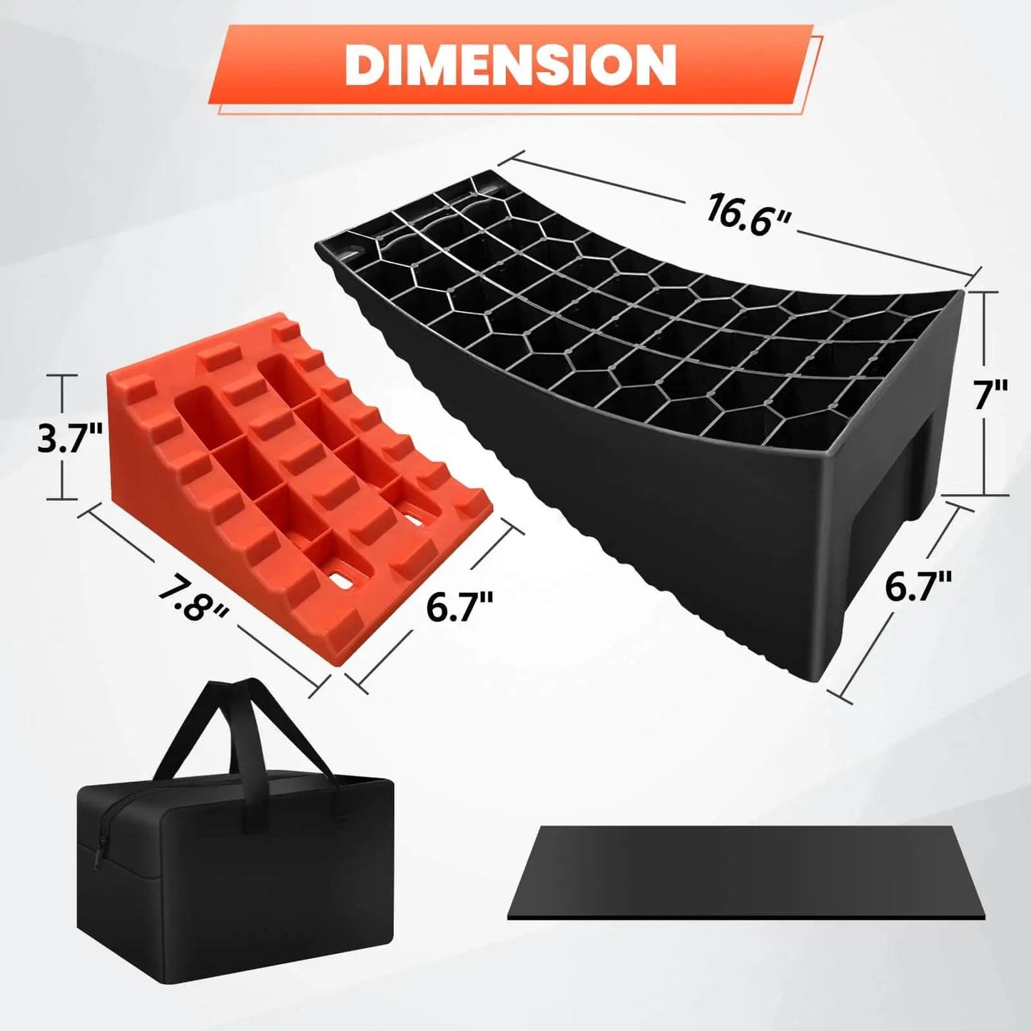 Tire Change Ramp For Trailers And Campers Lifts Up To 6.3 Inches No Jack Needed Anti Slip Ramp With Chocks Carry Bag