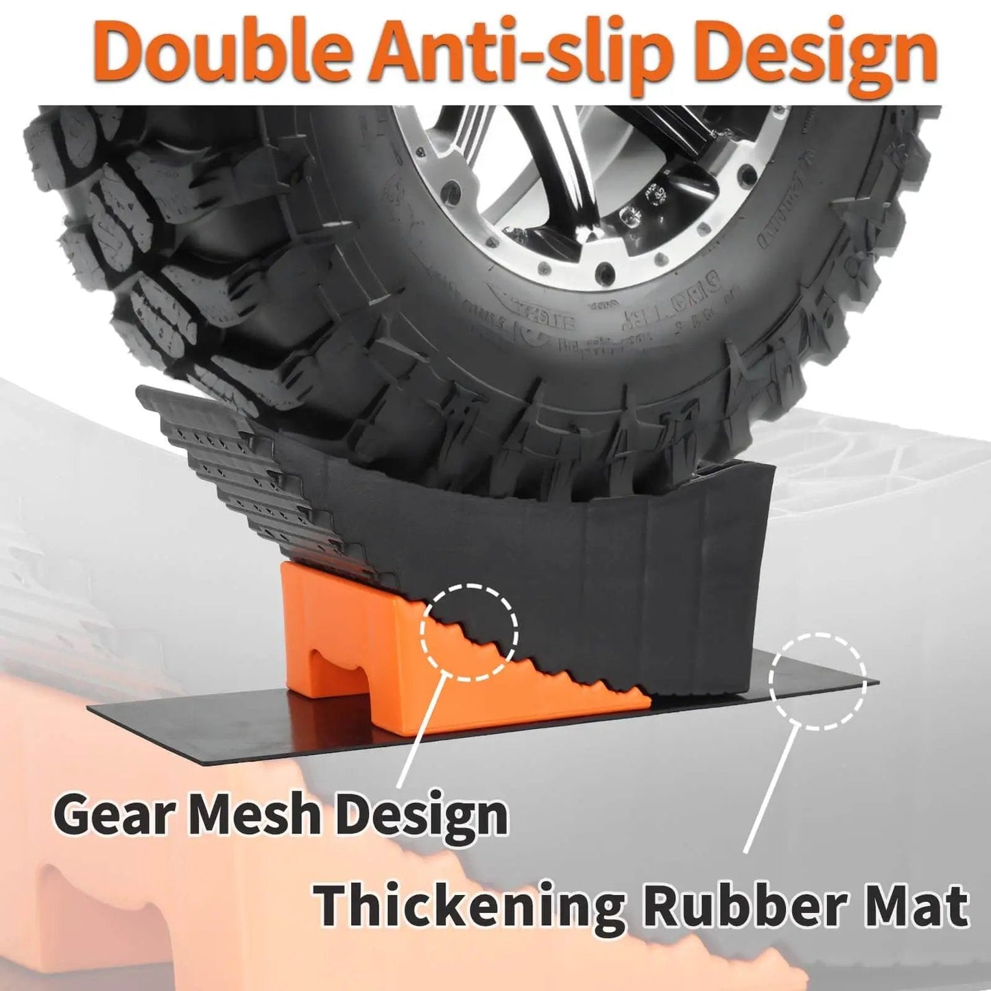 Raised Tire Change Ramp And Curved Leveling Blocks For RV And Trailer With Wheel Chock And Rubber Pad, 6 Inch Lift, tire on ramp