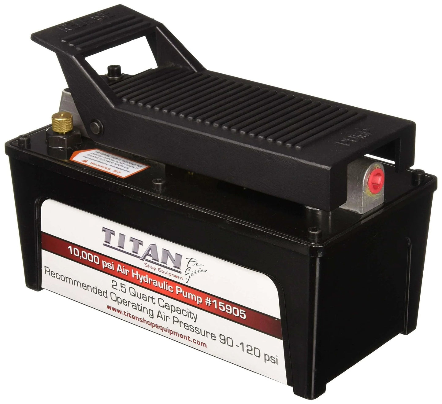 AME INTL 10,000 PSI 2.5 Quart Titan Air Hydraulic Pump with Aluminum Reservoir (15905) side view