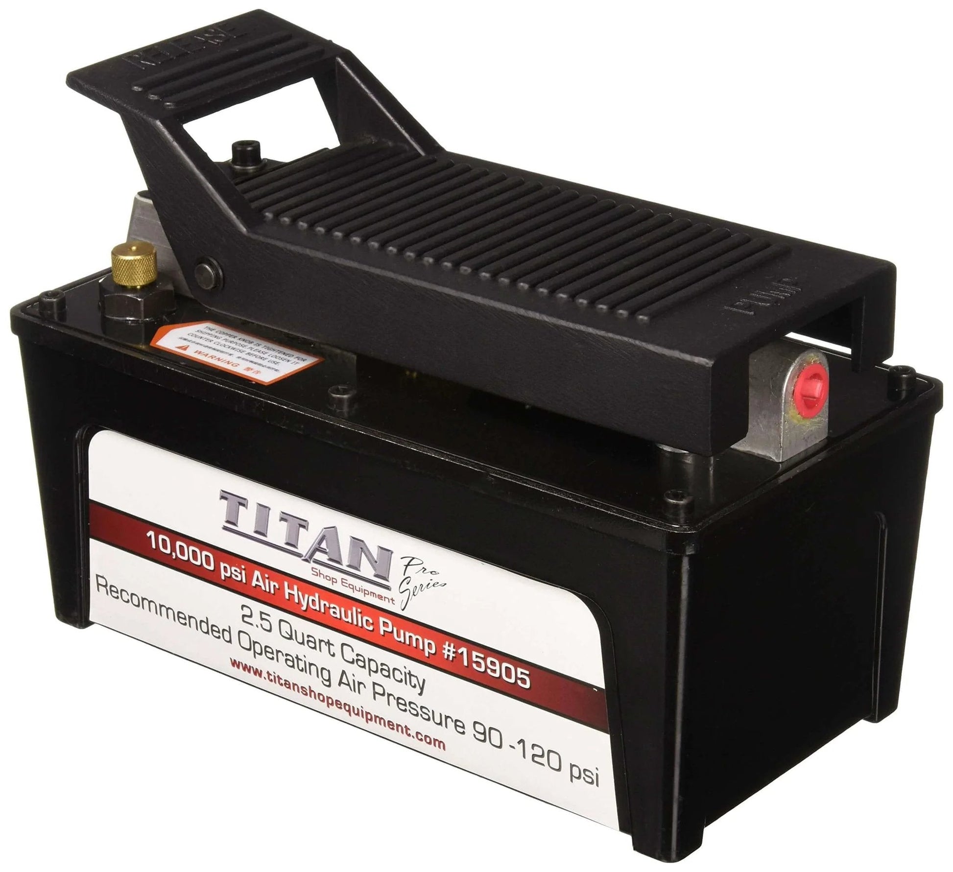 AME INTL 10,000 PSI 2.5 Quart Titan Air Hydraulic Pump with Aluminum Reservoir (15905) side view