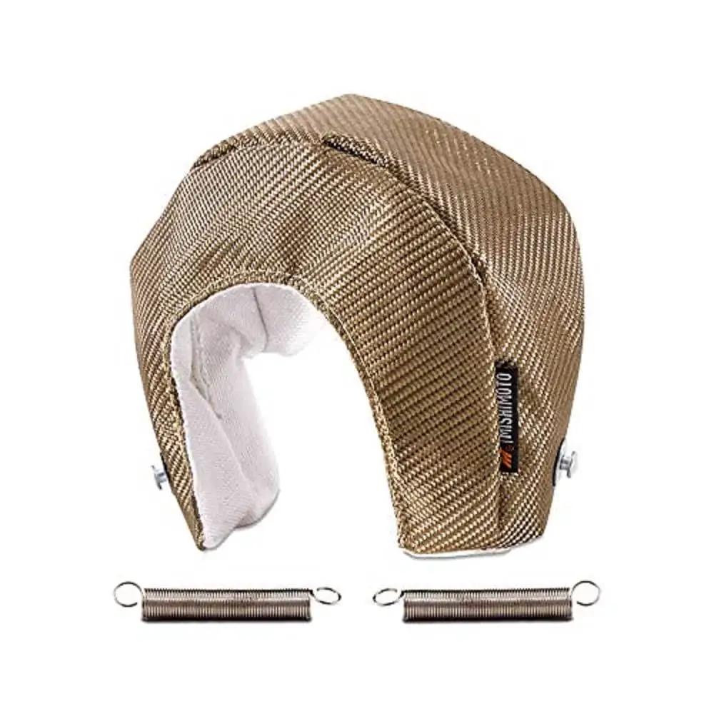 Titanium Turbo Blanket for T25/T28 turbos with volcanic lava rock outer layer and 96% silica fiber inner layer, springs included