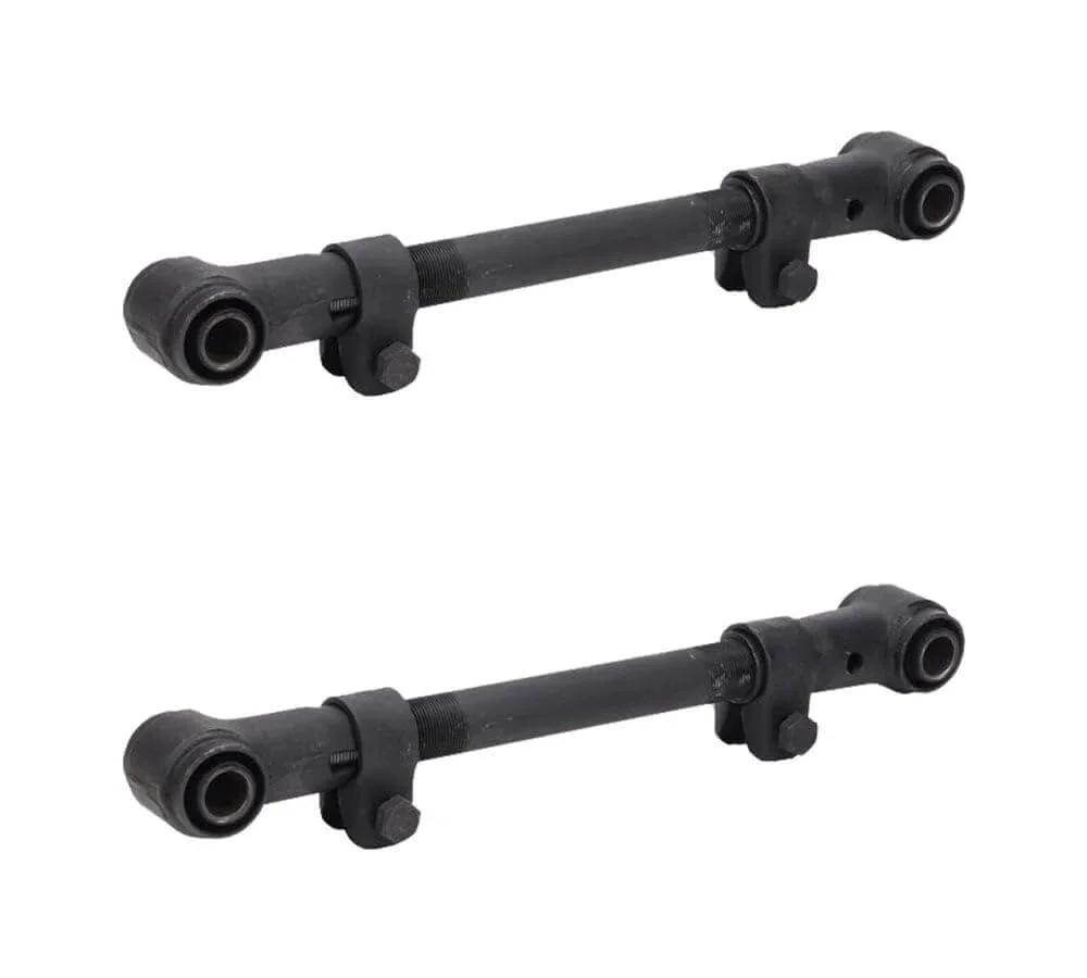 Two black 18.50"-21" adjustable torque arms/rods with rubber bushings, replaces Mack 0587-25731, 0587-25751, Batco 09-3240, 09-3301.