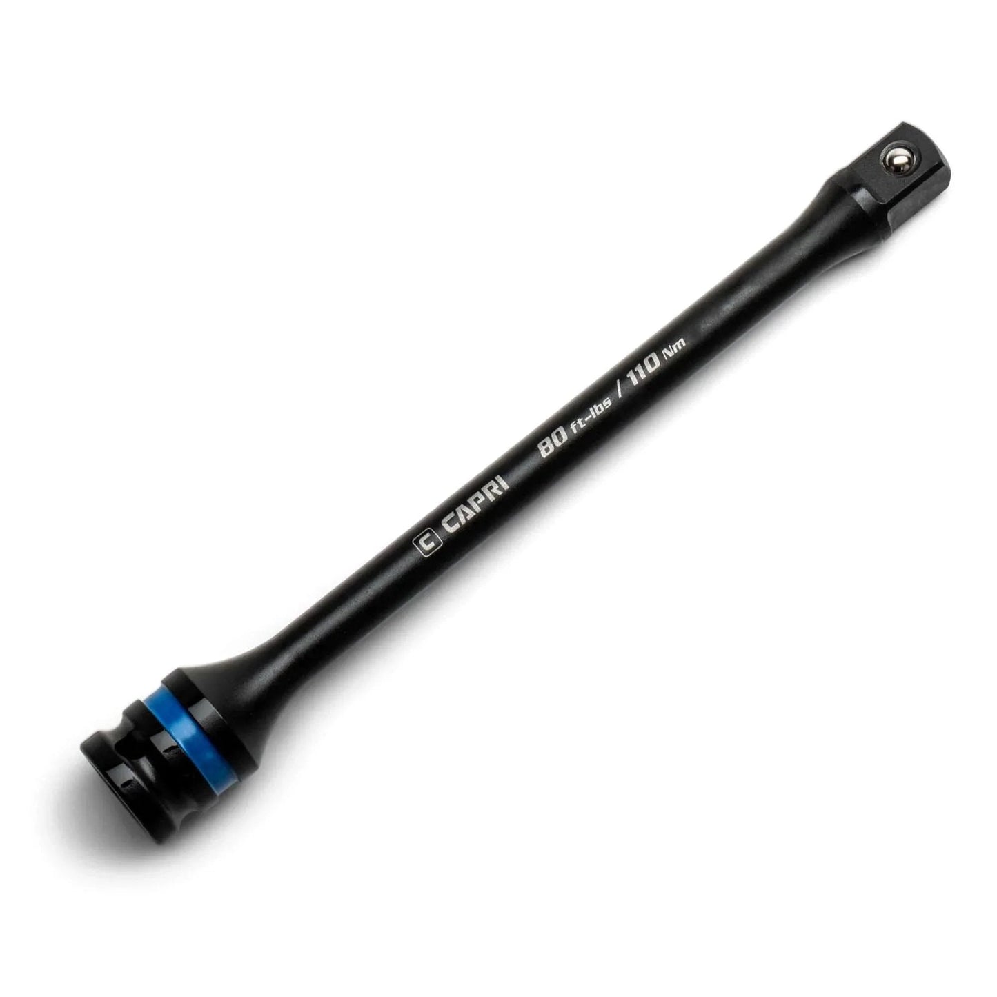 Black Capri Tools 1/2 in. Drive 80 ft. lbs. Torque Limiting Extension Bar with blue color-coded ring, made from Chrome Molybdenum steel