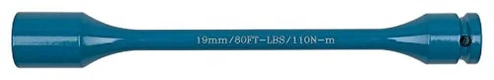 1/2" Torsional Torque Limiter Socket 19 mm x 110 Nm, blue tool with 19 mm hex, long cylindrical shape