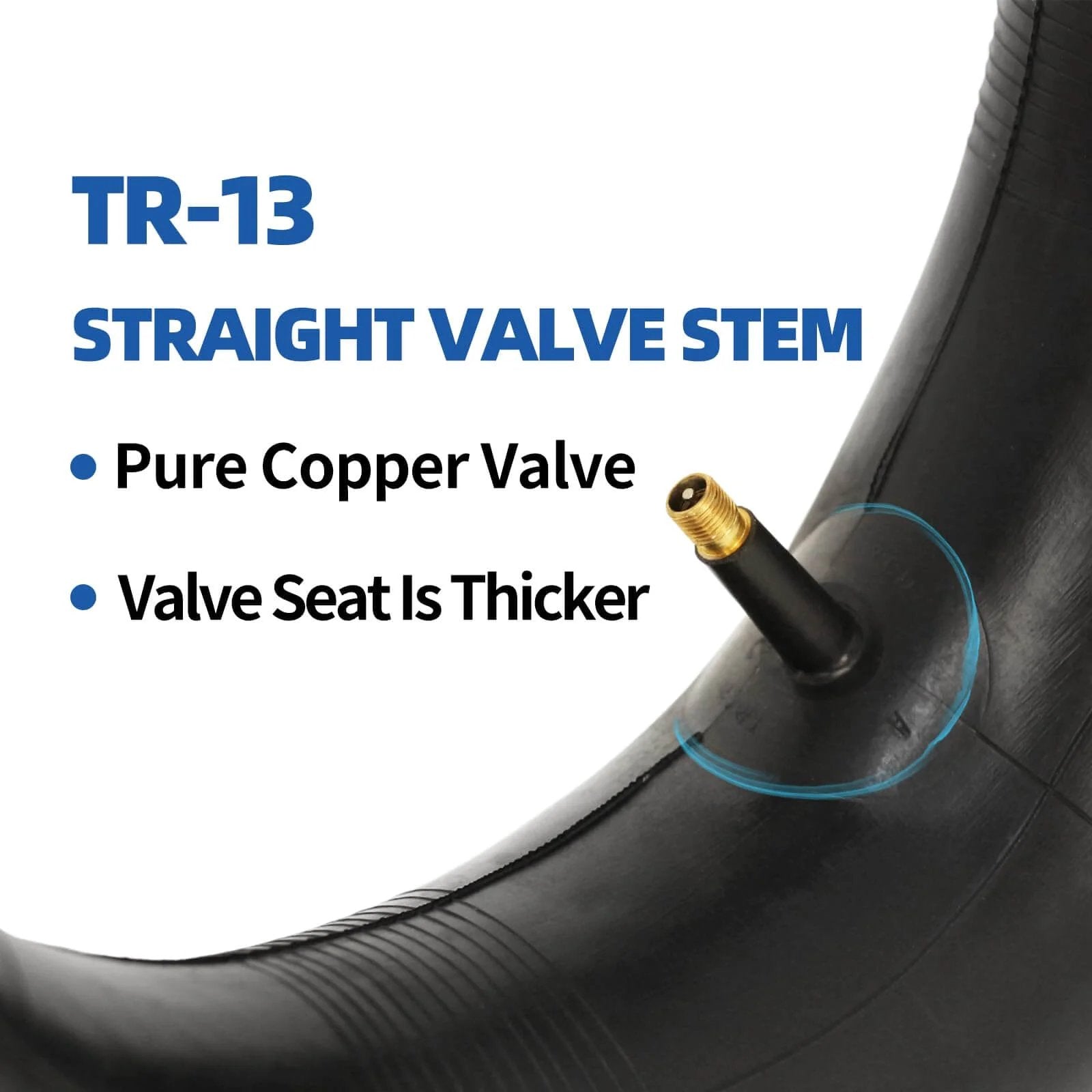 TR-13 straight valve stem detail of 4.00-6 replacement inner tube, 2 pack with copper valve for 13" tires wheelbarrow garden utility