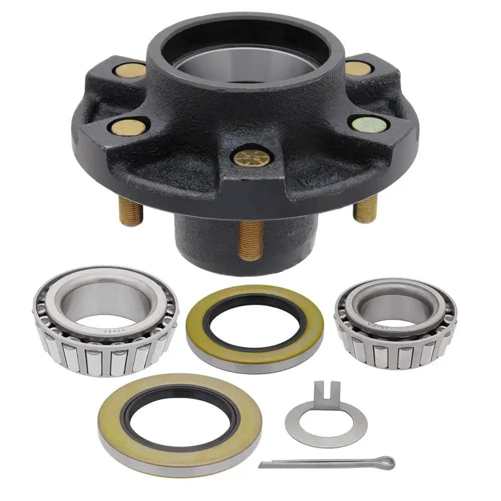 Heavy Duty Trailer Axle Hub Kit For 5200 To 6000 Lb Trailers, 6 On 5.5 Inch Bolt Circle, Half Inch Stub Diameter, 6 Stud Lug Hub