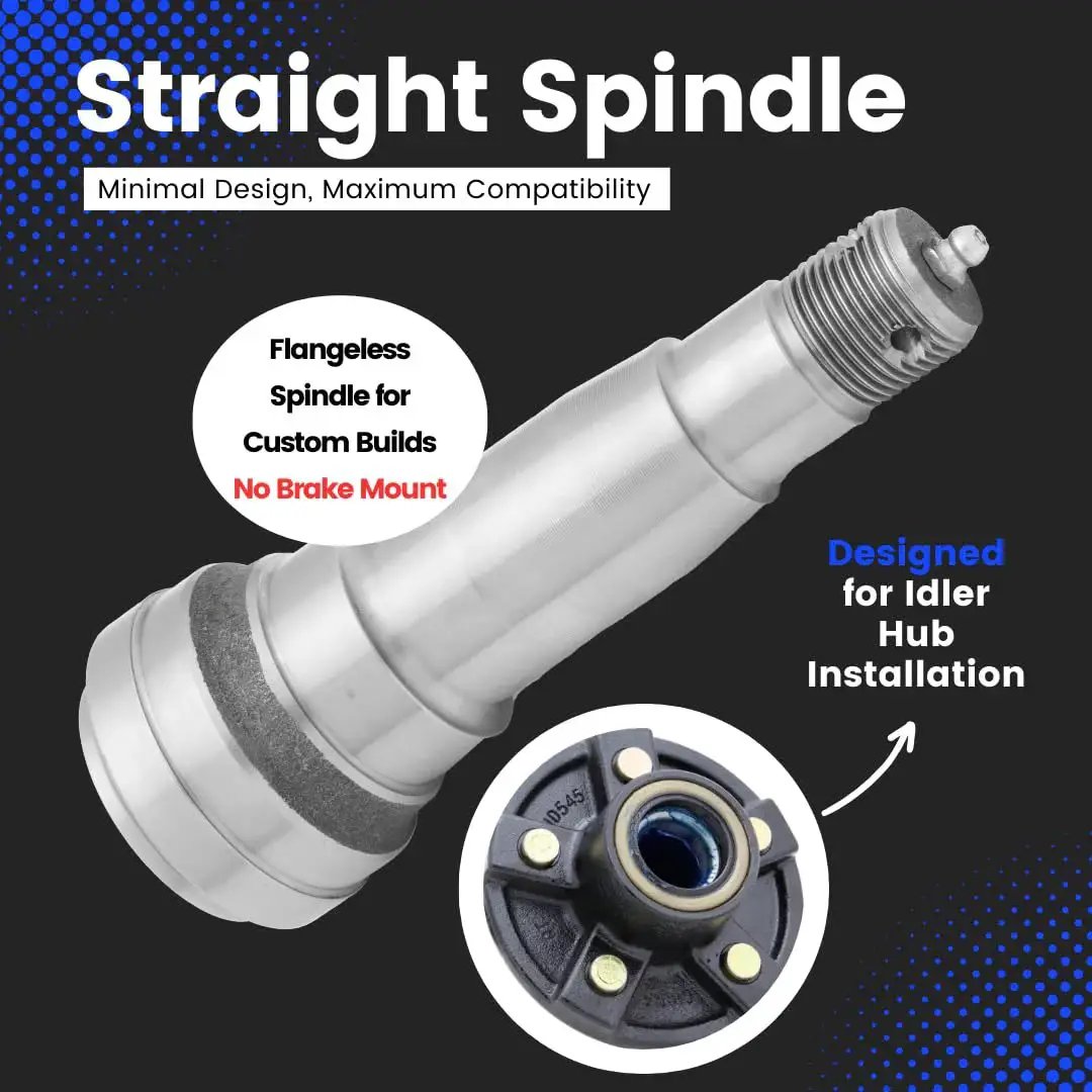 Heavy Duty 3,500 Lb Straight Trailer Axle Spindle 84 With 2 Inch Bore EZ Lube And 6.18 Inch Overall Length 1.939 Inch Stub Diameter Replacement Spindle For Trailers Compatible With Bearing Kit L44649 10 And L68149 11 shown close-up