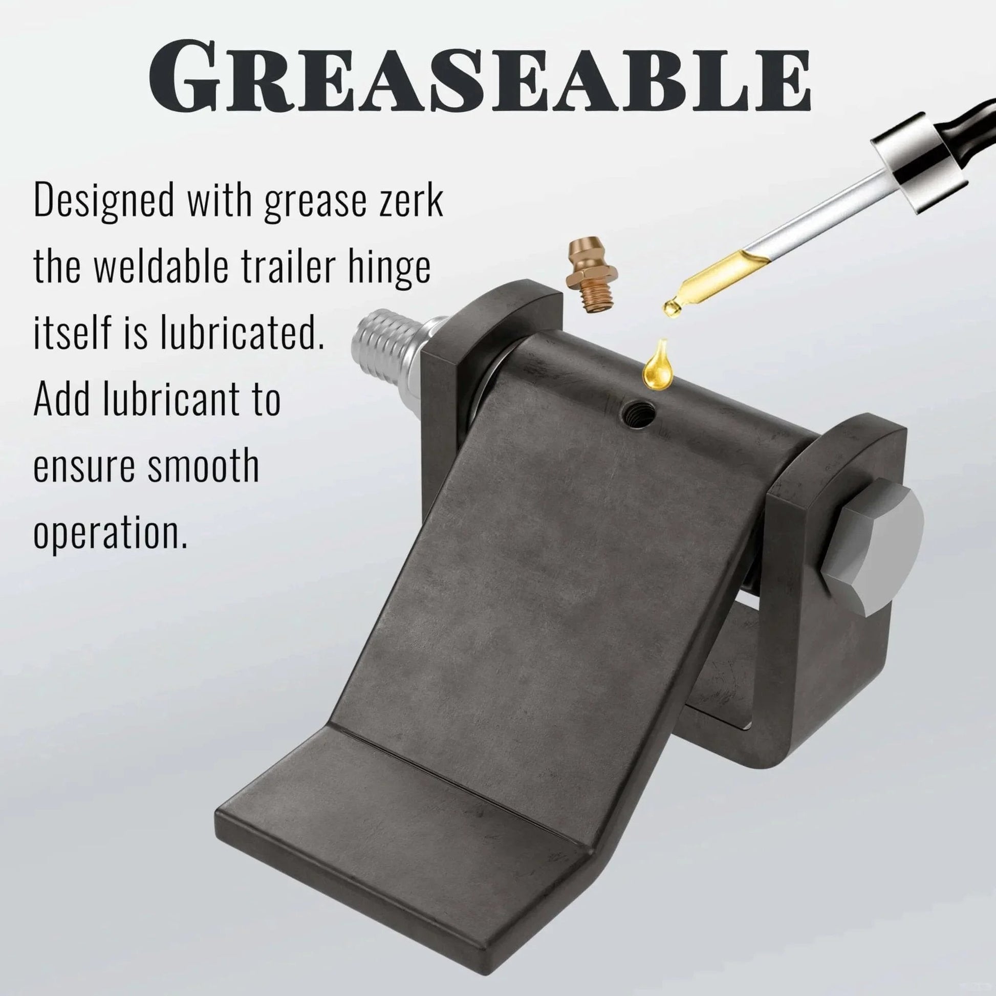 Heavy Duty Trailer Hinges With Grease Zerk For Dump Truck Gates And BBQ Smokers 4 Pack Pig Iron Construction showing grease application