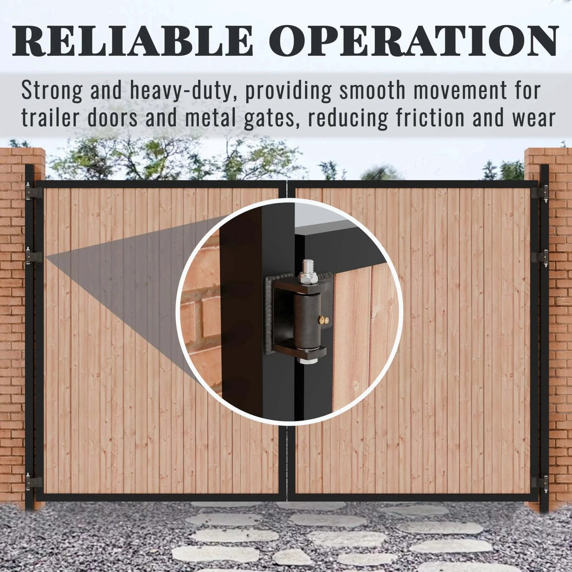 Heavy Duty Trailer Hinges With Grease Zerk For Dump Truck Gates And BBQ Smokers 4 Pack Pig Iron Construction installed on wooden gates
