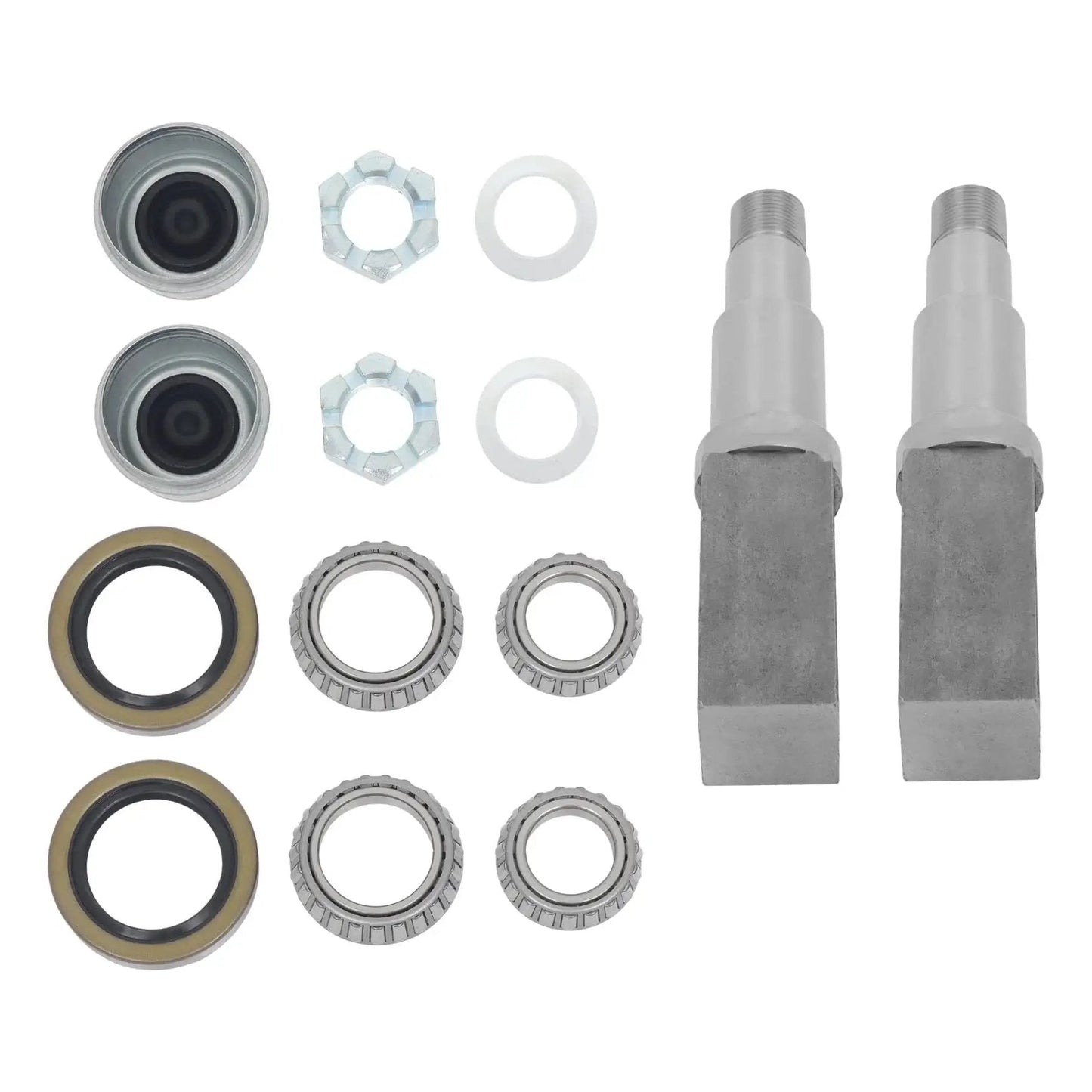 Trailer Hub Kit And Square Spindle Replacement For 5 On 4 5 Inch Axles Includes 8 25 Inch Spindle And 3500 Lb Capacity Bearing Kit