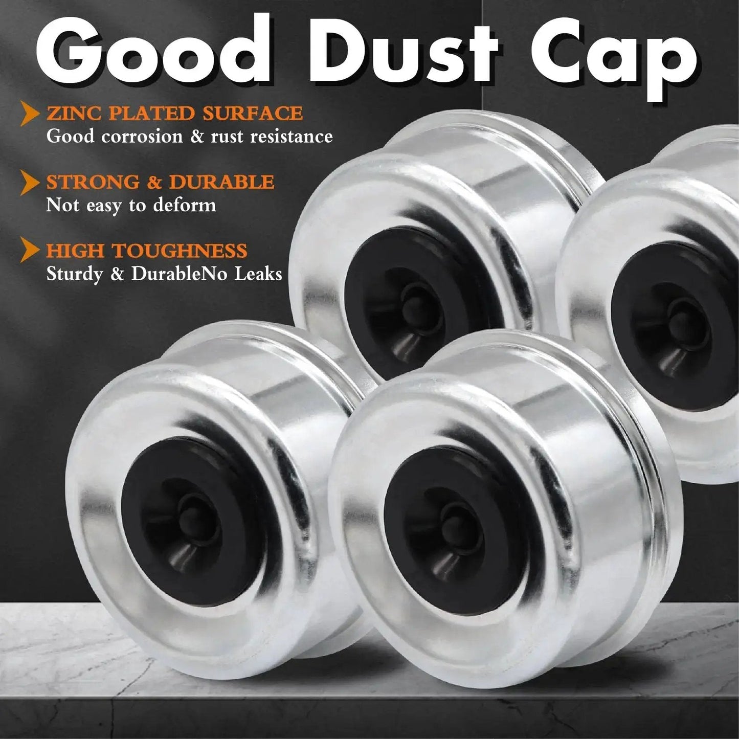Galvanized dust caps for Two Pack Preassembled Trailer Idler Hub Kit Set For 3500 Pound Axles Five On Four Point Five Bolt Pattern L44649 L68149 Bearings