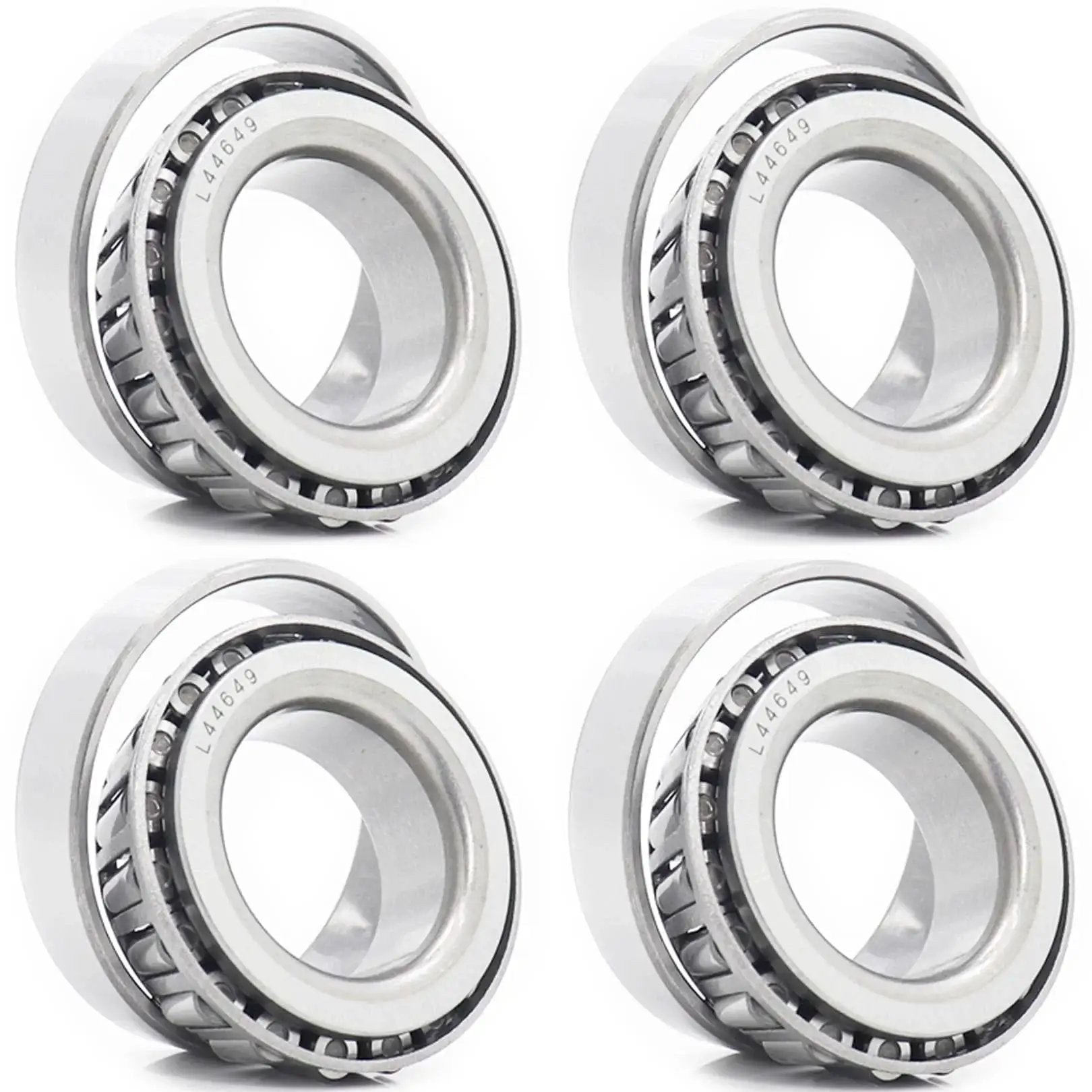 Complete trailer wheel hub bearing kit for 1.0625 inch axles with 4 L44649 bearings shown, part of the full repair set for trailers.