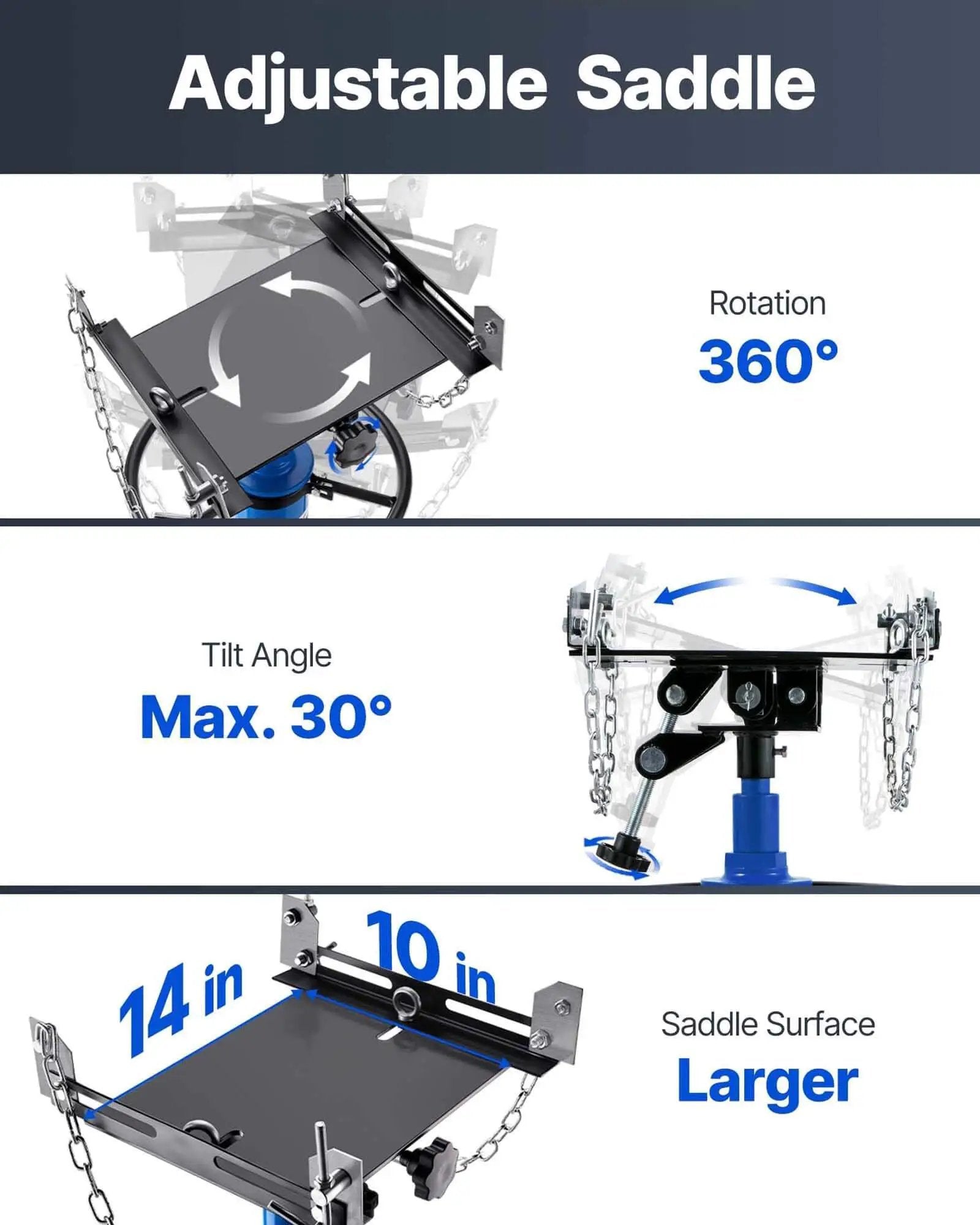 Heavy Duty Transmission Jack Lift With 1100 Lbs Capacity, 33 To 67 Inch Hydraulic Telescoping Stand adjustable saddle