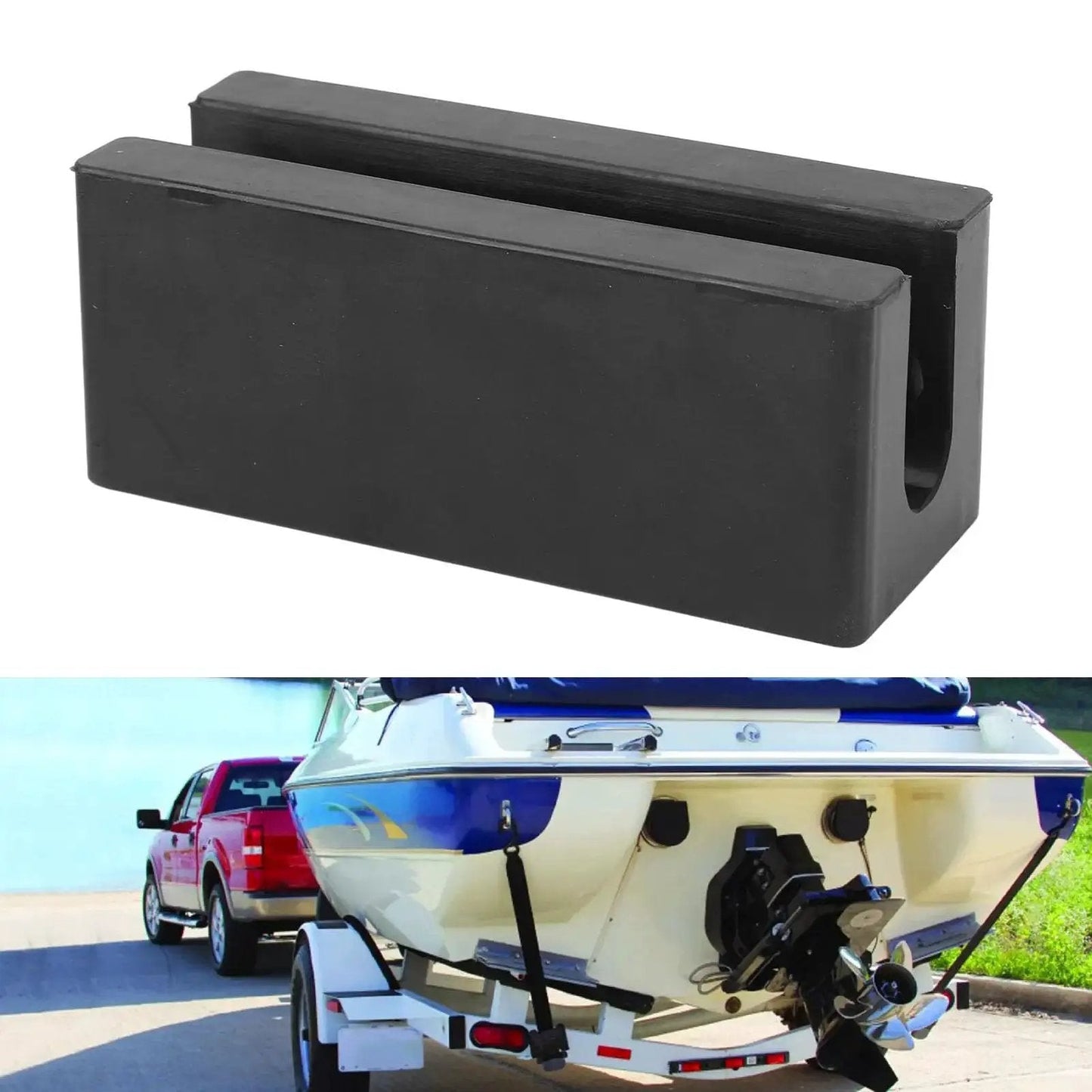 Transom Saver For Outboard Motors With Hydraulic Tilt Protection Easy Install, black rubber guard supports on boat trailer