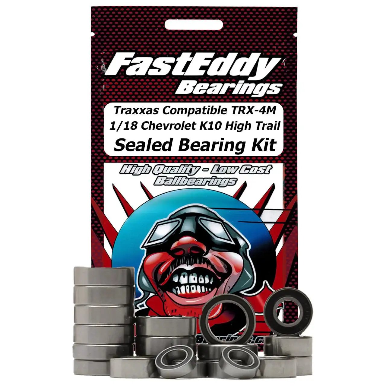 Ultimate Performance Beefed Up Bearing Upgrade Kit For Traxxas TRX 4M One Eighteenth Chevy K10 High Trail Sealed Bearings With 52100 Chrome Steel Races And Precision Balls For Smoother Faster Runtimes Longer Life On Tough Terrain From FastEddy pack and bearings