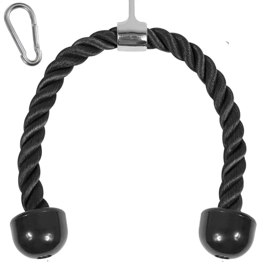Tricep Rope Attachment For Gym Machines 27 Inch Nylon Braided Rope With Stainless Steel Carabiner And Chrome Plated Connector