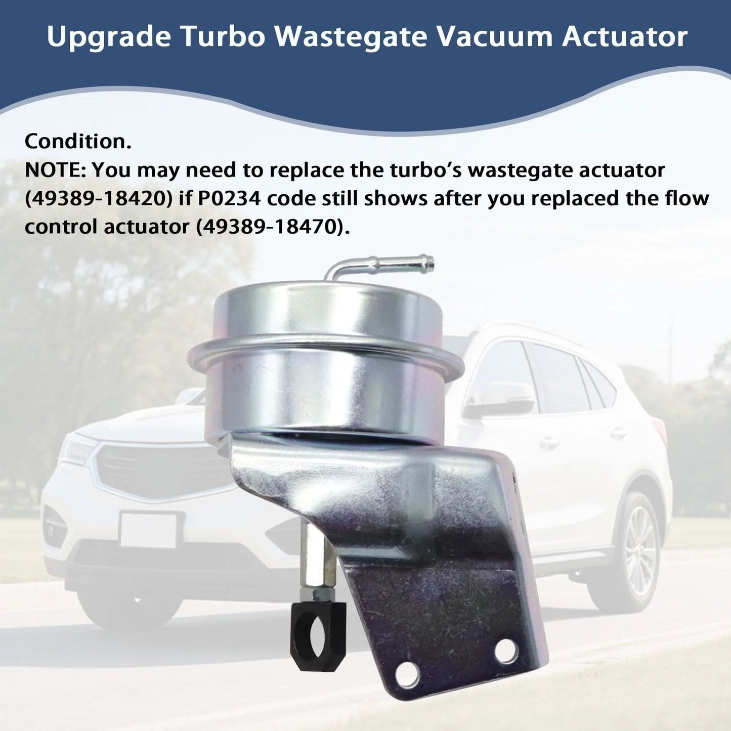 Upgrade Turbo Wastegate Vacuum Actuator For Acura RDX K23A1 2.3L DO VT Turbo Engine TD04, shown from the side.