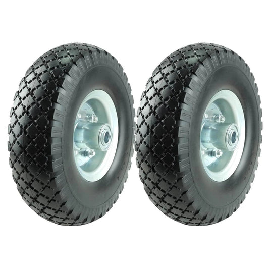 Kf4003 twin pack 10-inch solid rubber tire wheels replacement 3.00-4 tires wheels flat free with 5/8" bearings