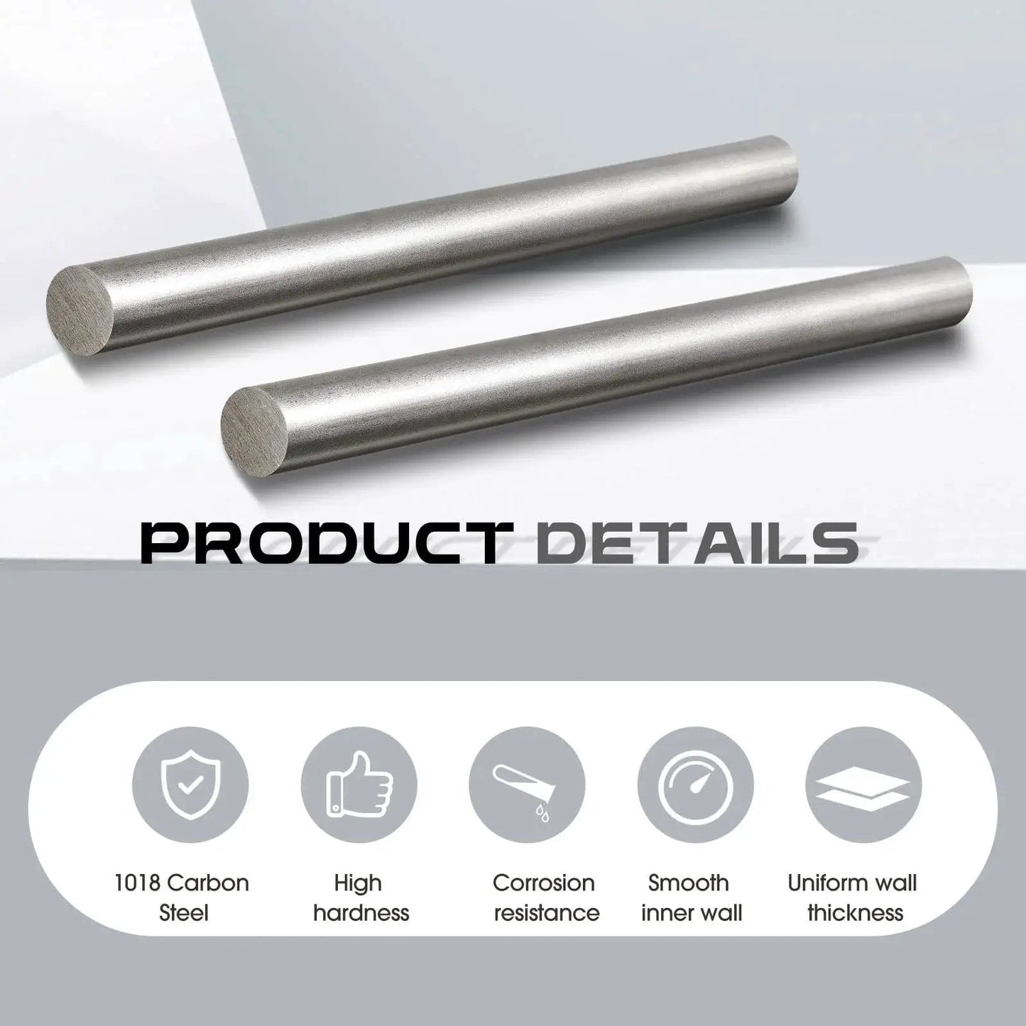Two Pack 12 Inch Long 0.625 Inch Diameter 1018 Carbon Steel Round Rods, Cold Rolled, Unpolished Finish, Steel Bar Stock