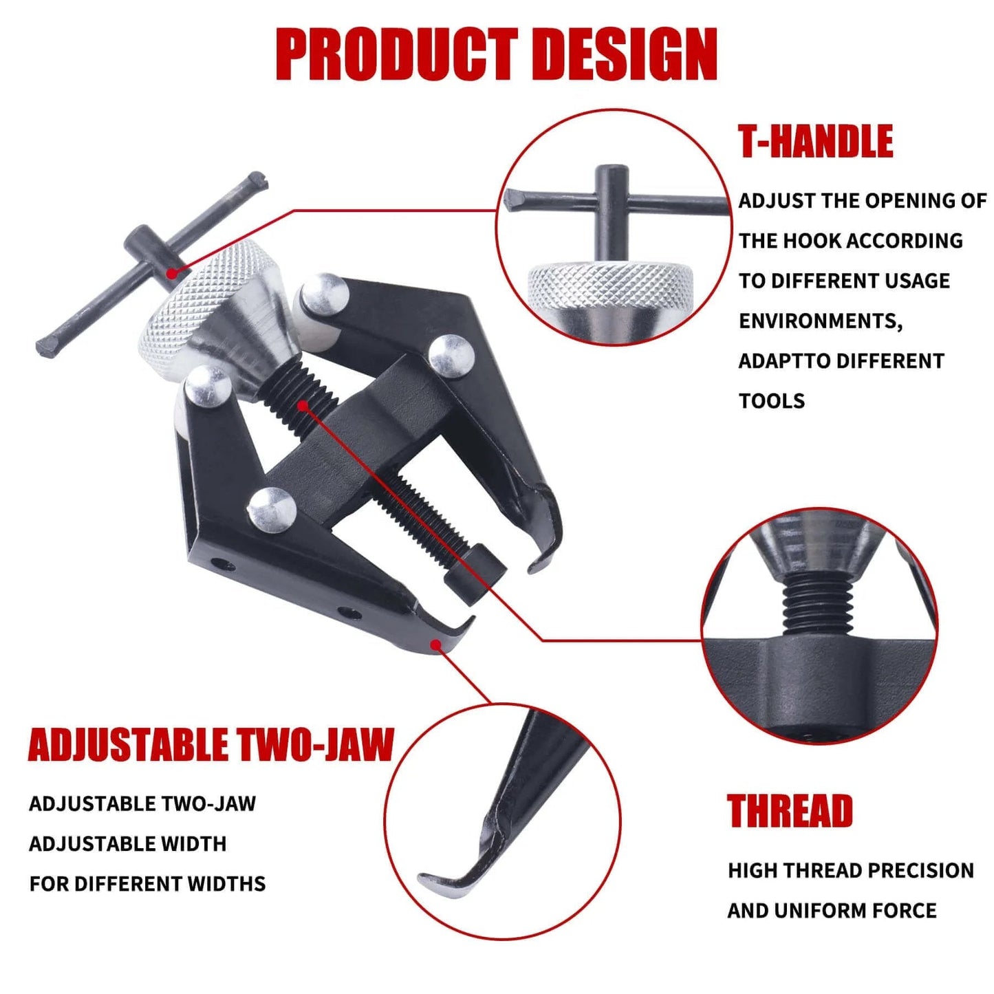Battery Terminal and Wiper Arm Puller Tool with adjustable two-jaw design and T-handle, suitable for windshield wiper arm removal.