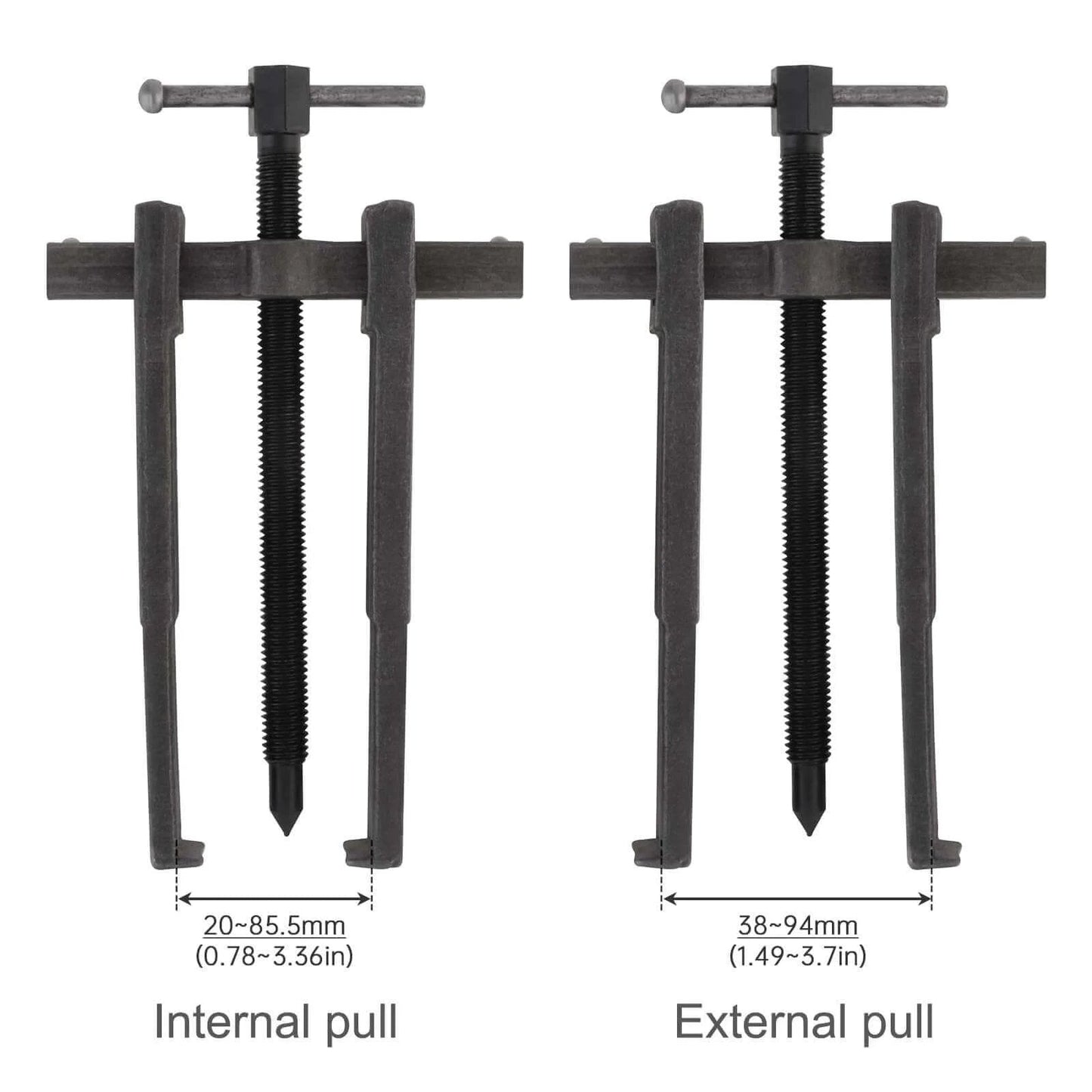 Two Jaws Bearing Puller/Remover, Adjustable Two Jaw Puller Tool for internal and external pulls, carbon steel design, 8 inch