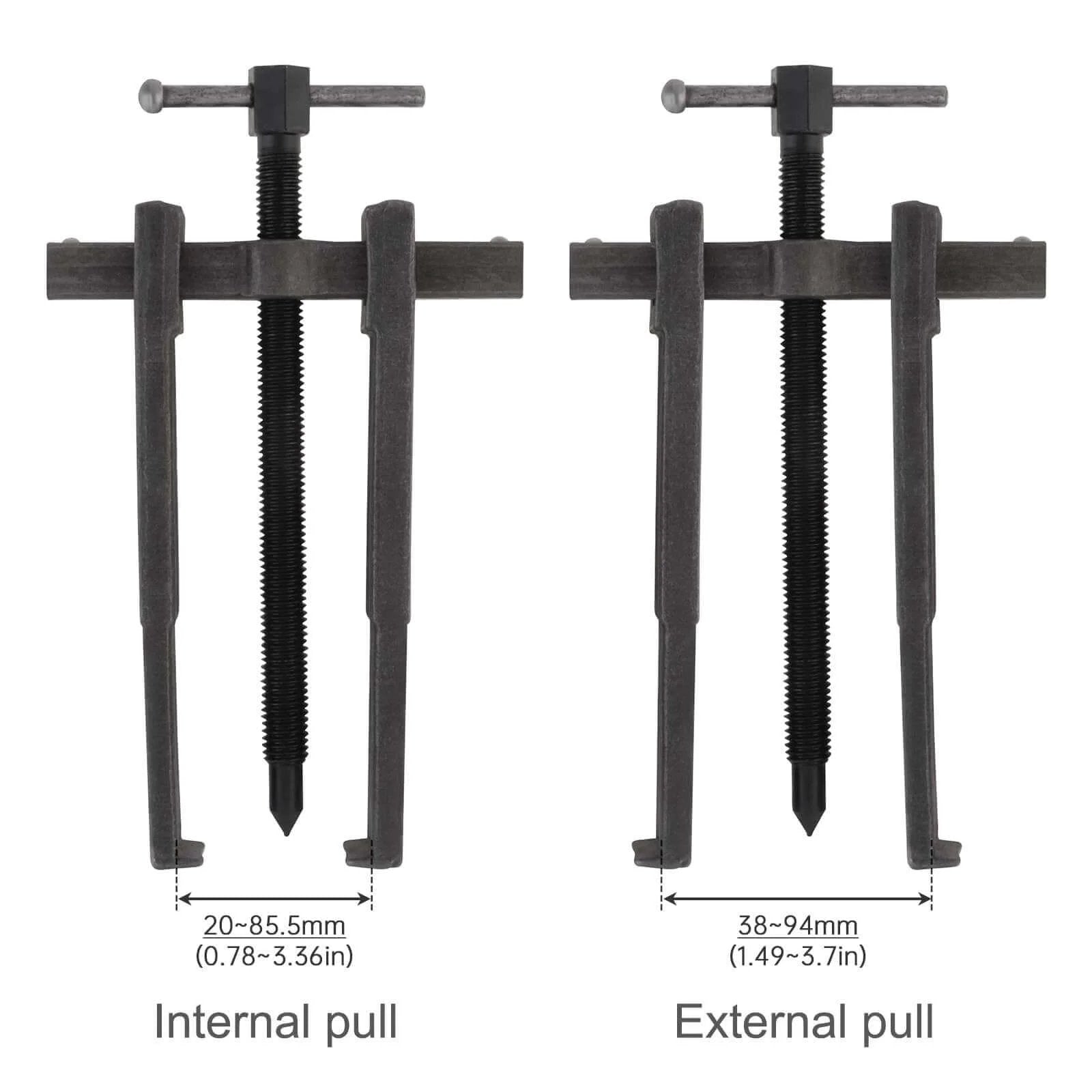 Two Jaws Bearing Puller/Remover, Adjustable Two Jaw Puller Tool for internal and external pulls, carbon steel design, 8 inch