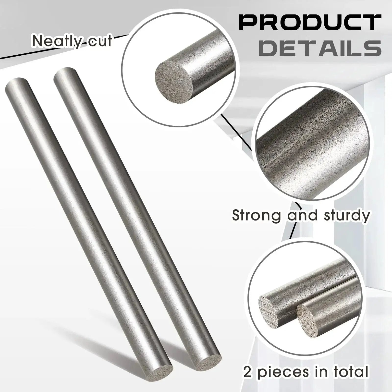 Two Pack 12 Inch Long 0.625 Inch Diameter 1018 Carbon Steel Round Rods, Cold Rolled, Unpolished Finish for Shafts