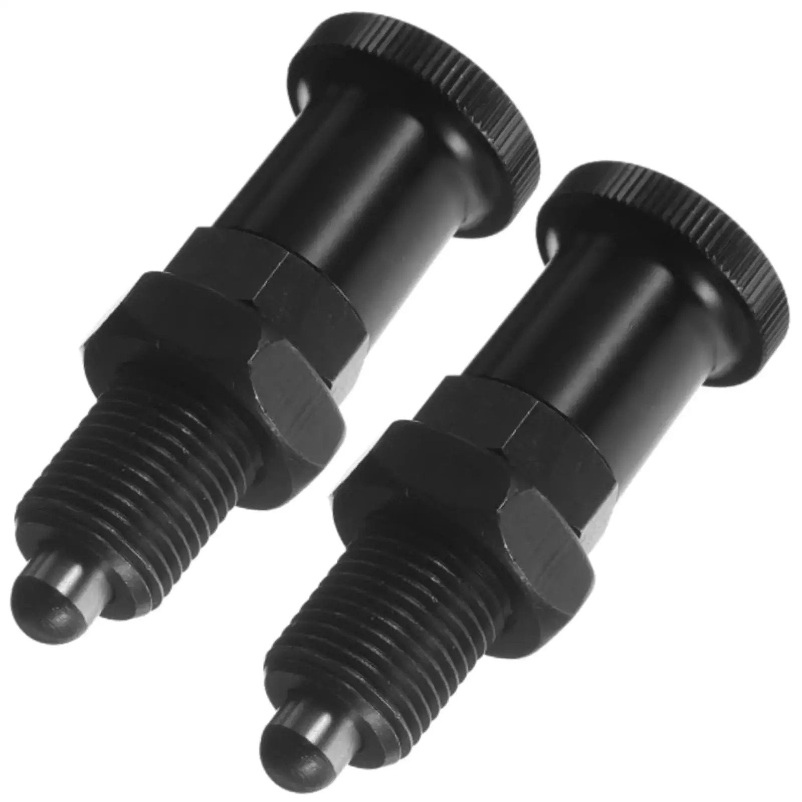 Two Pack Retractable Spring Plunger Ball Loaded Pin M6 Non Locking Indexing Knob Pin stainless steel black finish