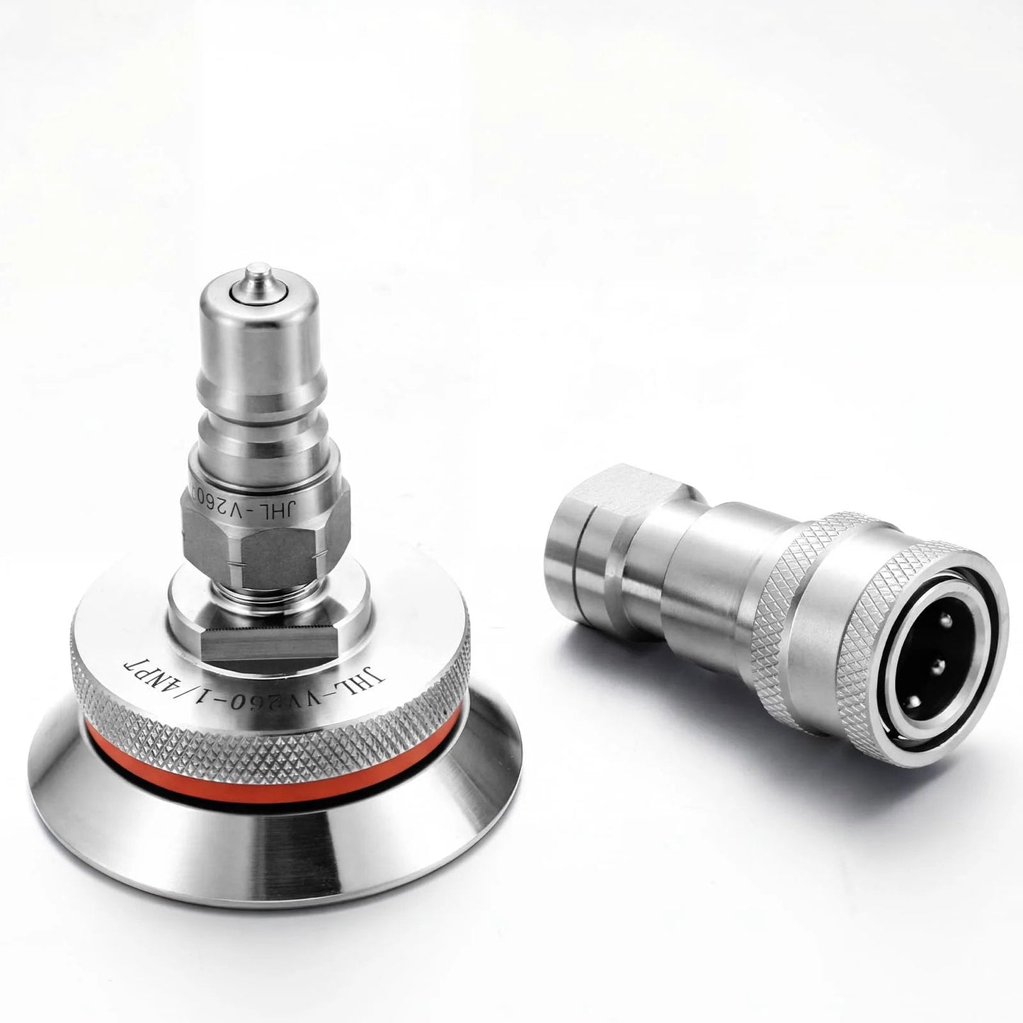 Two Piece Vacuum Bagging Valve Kit With Quick Disconnect Fitting for Vacuum Bagging Composites, stainless steel components.