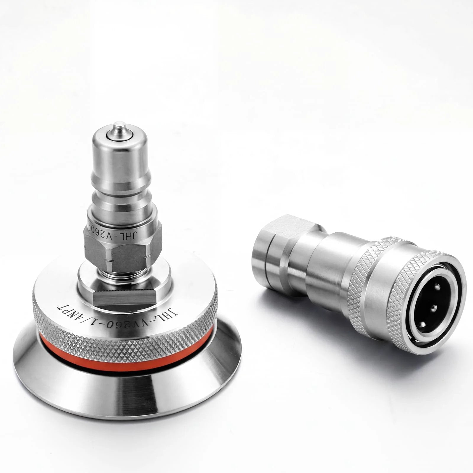 Two Piece Vacuum Bagging Valve Kit With Quick Disconnect Fitting for Vacuum Bagging Composites, stainless steel components.