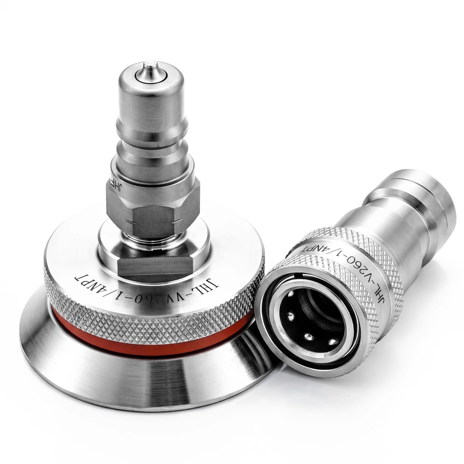 Two Piece Vacuum Bagging Valve Kit With Quick Disconnect Fitting For Vacuum Bagging Composites High Temperature Valve For Carbon Fiber And Fiberglass Projects Ideal For Pro Shops And DIY Enthusiasts Frienda, showing a side view of stainless steel valves.