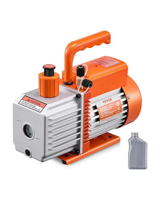 Two Stage 6 CFM Rotary Vane Vacuum Pump For Auto AC Systems R134a R22 R410a Compatible With Oil Bottle In Kit