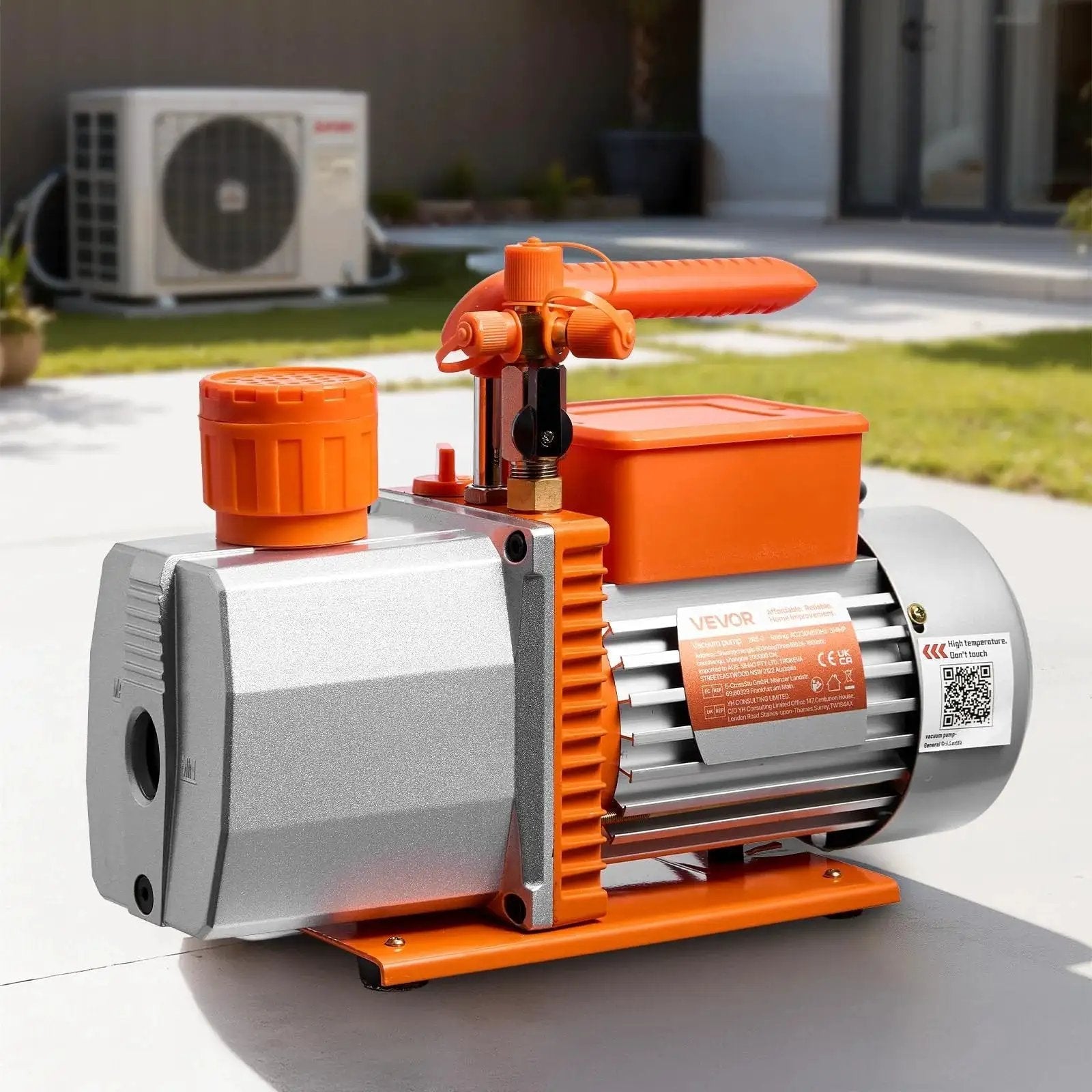 Pro Grade Two Stage Rotary Vane HVAC Vacuum Pump For Automotive AC Maintenance Three Quarter HP With Oil Included
