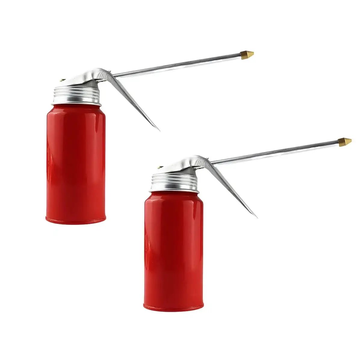 Two Pack 200 Ml Steel Manual Oil Can Pump Oiler For Cars And Motorcycles Heavy Duty Refueling Dispenser With Metal Spout Universal Gas Spray Bottle Accessory For SUV Truck ATV And More