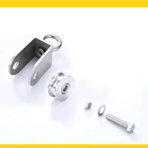 2pcs U-Groove Caster Wheel,Heavy Duty Sheaves Track Pulley,304 Stainless Steel Directional Roller,360° Rotating Ring components