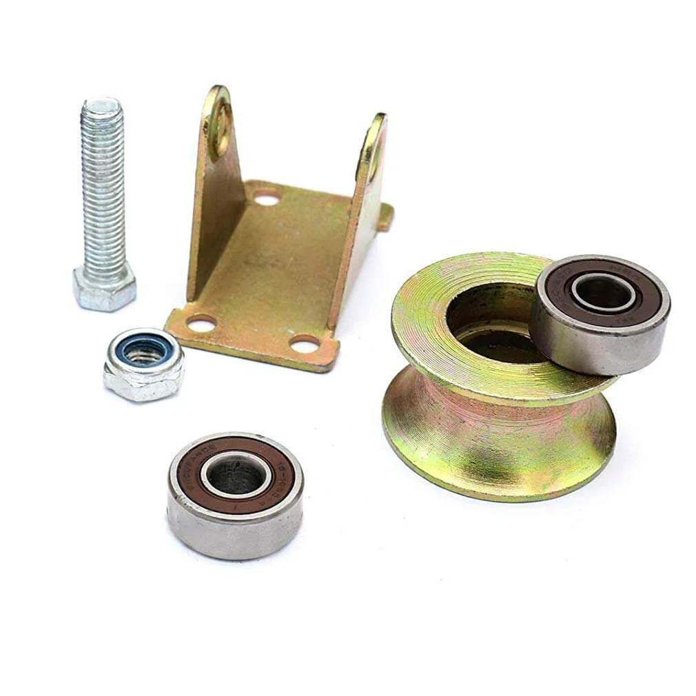 Pulley, Pulley Wheel, and Sliding Gate Roller hardware set with 45# steel and colour galvanizing finish for industrial machines.