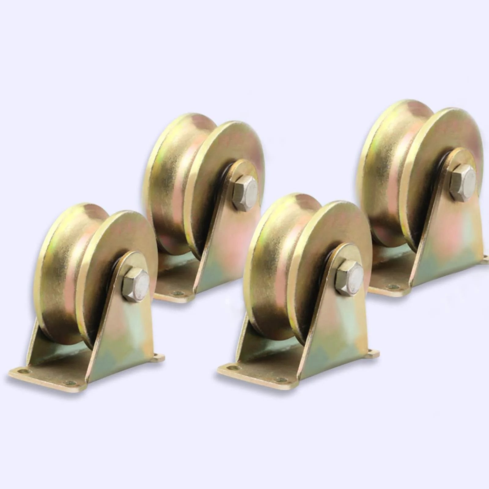 Set of 4 galvanized U-Groove track wheels for sliding gate, heavy duty, 3-inch, max load 2205 lbs, pulley wheel for wire rope rail