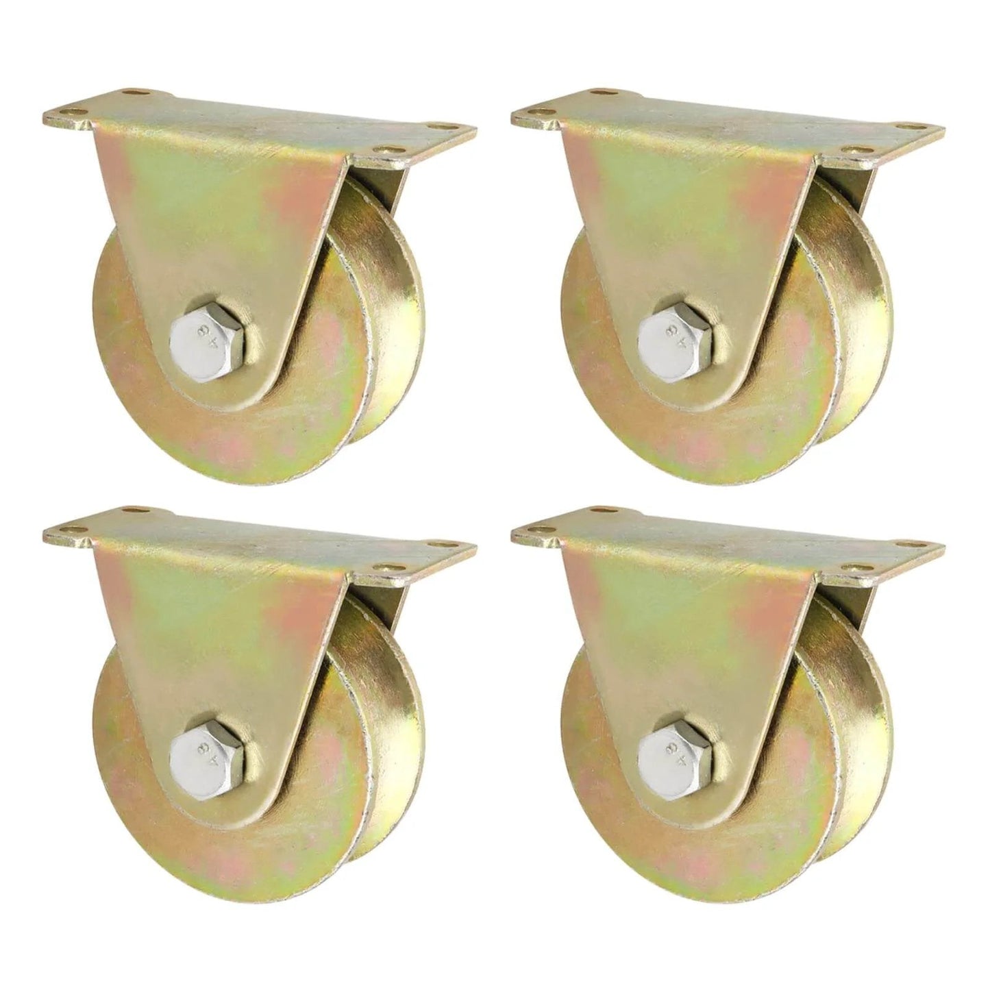 Set of 4 industrial groove wheels, U-Groove Track Wheel, 3in/80mm, heavy duty casters for sliding gate, max load 2205 lbs.