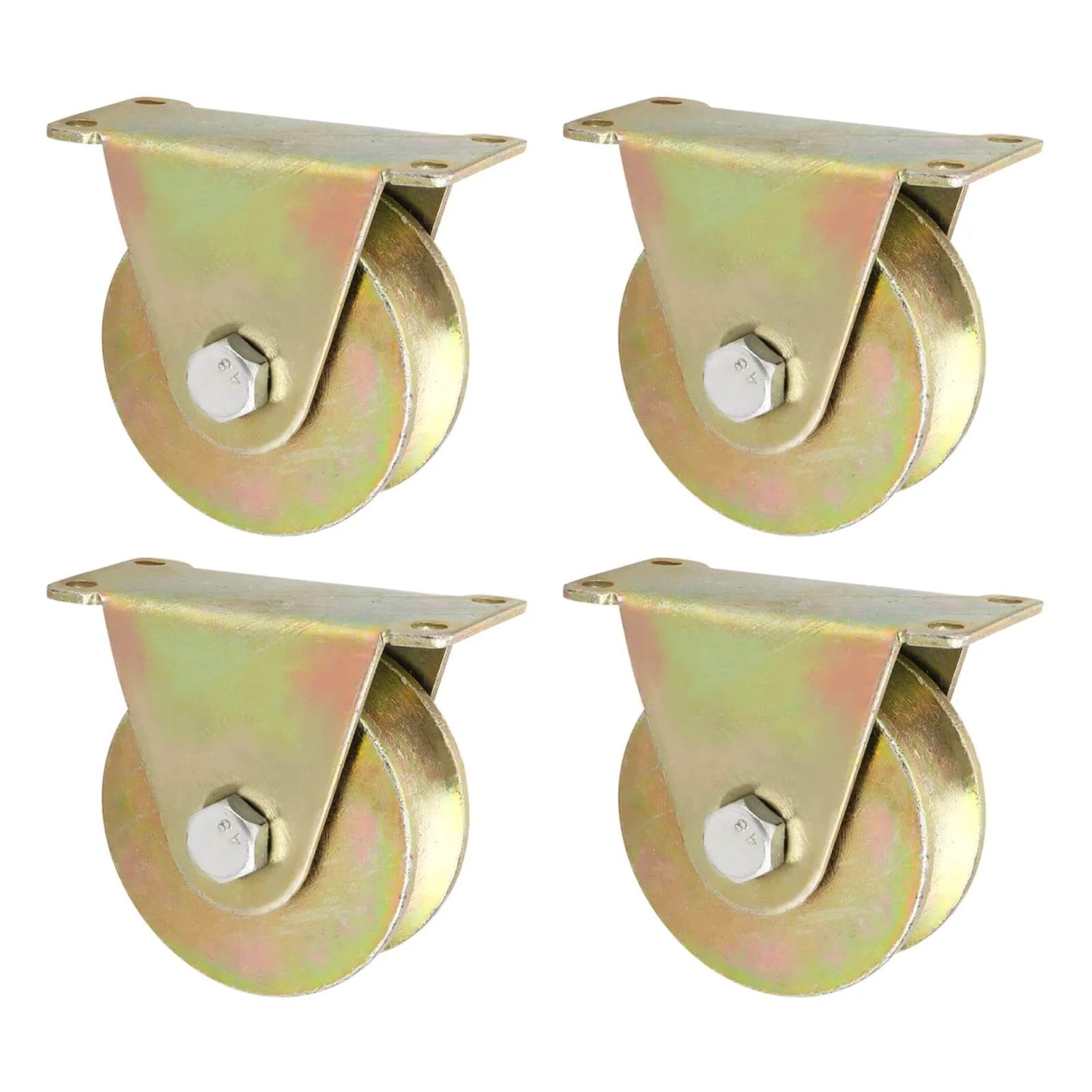 Set of 4 industrial groove wheels, U-Groove Track Wheel, 3in/80mm, heavy duty casters for sliding gate, max load 2205 lbs.