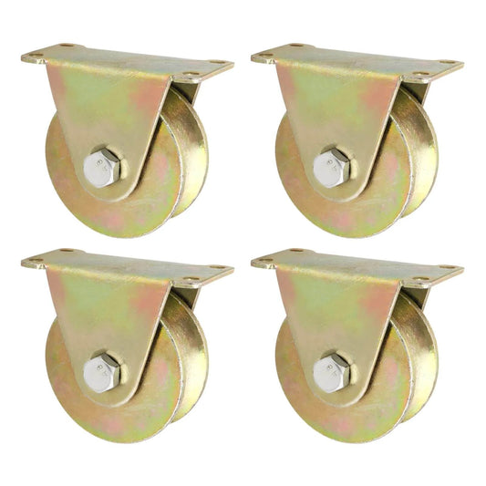 Set of 4 industrial groove wheels, U-Groove Track Wheel, 3in/80mm, heavy duty casters for sliding gate, max load 2205 lbs.