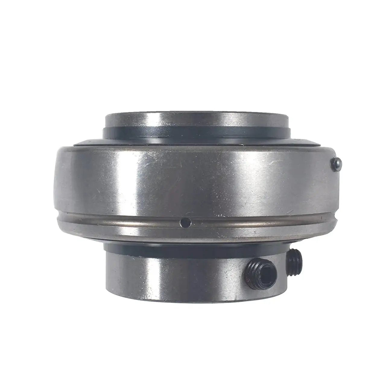 Side view of set screw lock spherical insert with two bearings for 1.25 inch bore height 1.5 inches inside diameter; durable part.