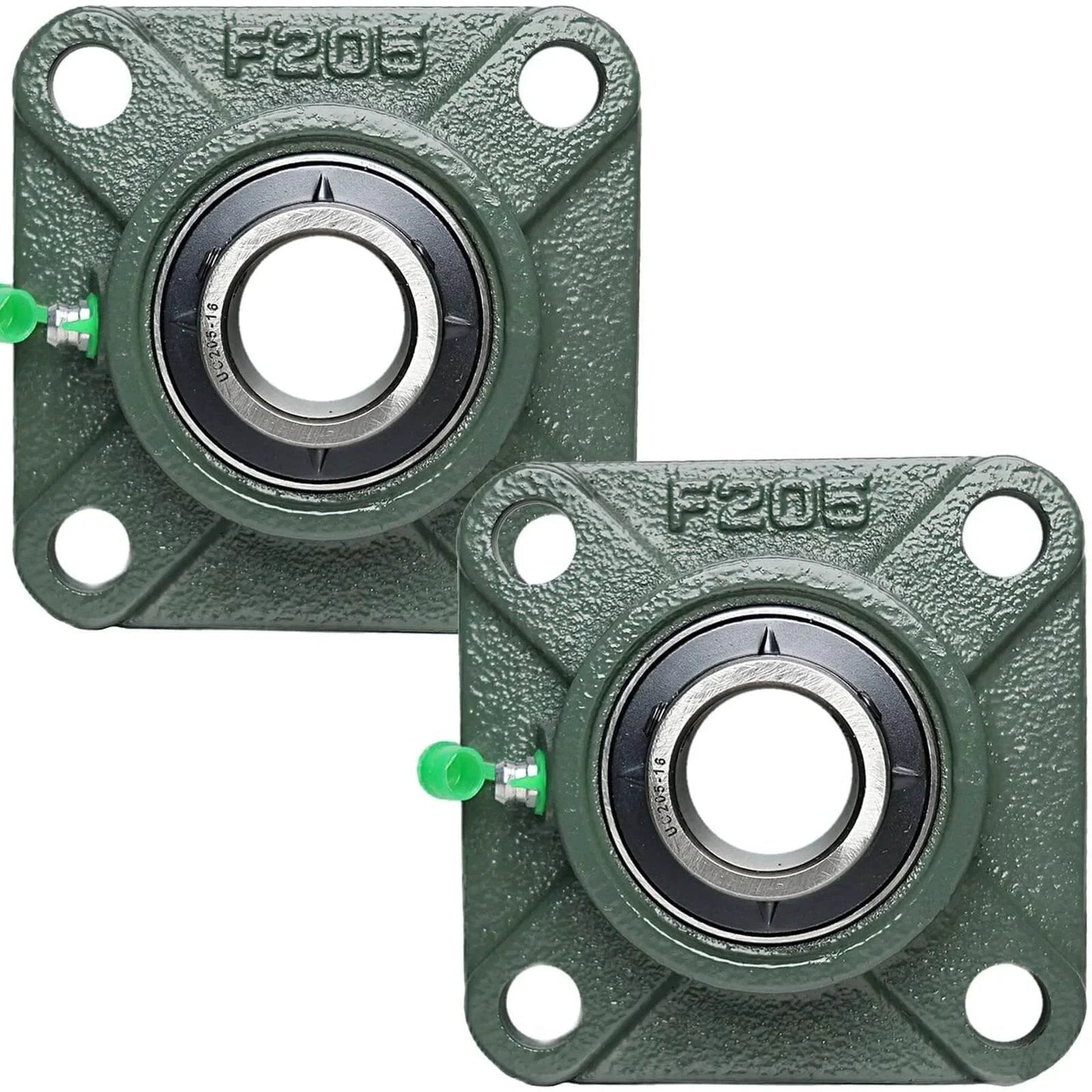 2 Pack UCF205-16 Pillow Block Bearing - Square Flange Mounted, 1" bore, cast iron base