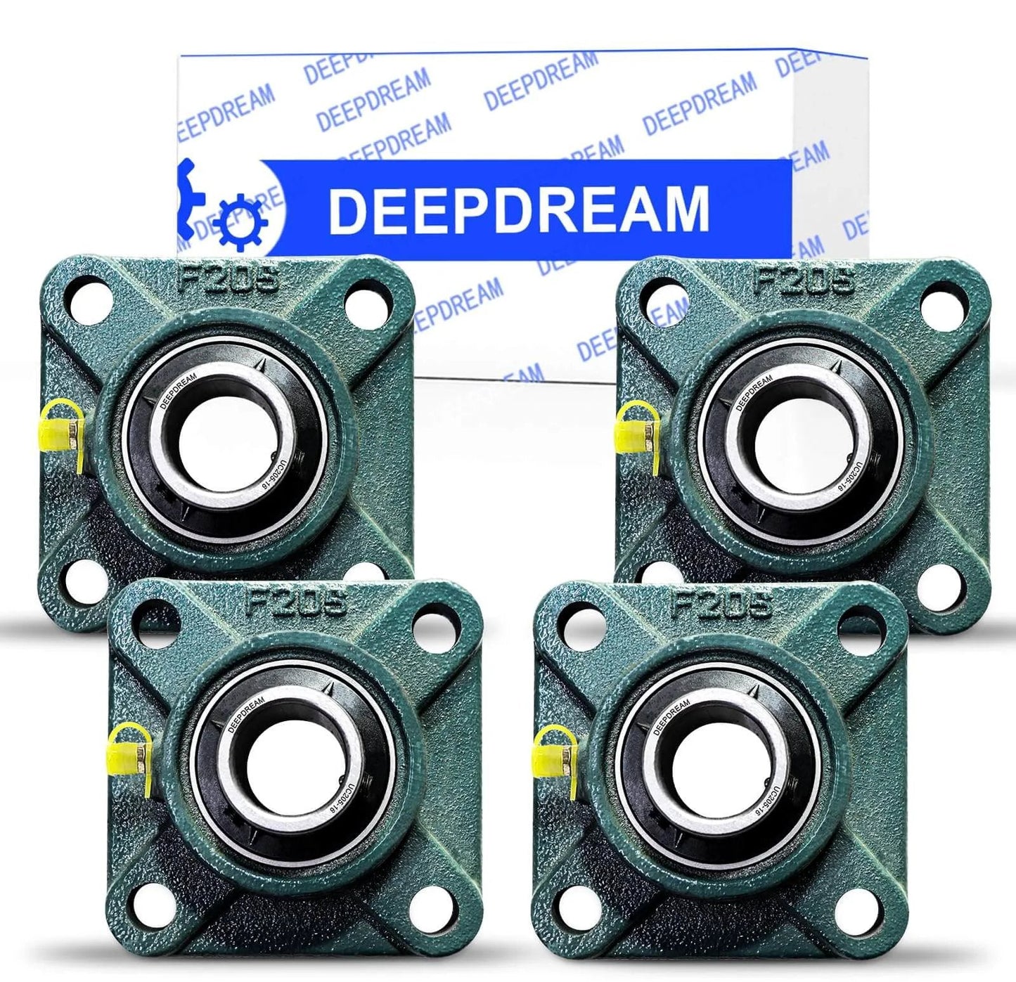 4 PCS of UCF205-16 Pillow Block Bearings, 1 inch Bore, Square Flange Mounted Pillow Block Bearing, 4-Bolt Flange Bearing