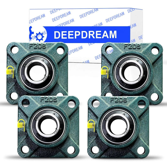 4 PCS of UCF205-16 Pillow Block Bearings, 1 inch Bore, Square Flange Mounted Pillow Block Bearing, 4-Bolt Flange Bearing