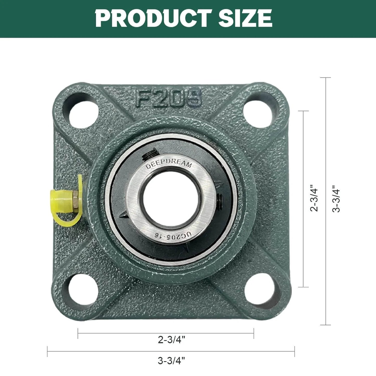 Top view of a 4 PCS of UCF205-16 Pillow Block Bearing, 1 inch Bore, Square Flange, 4-Bolt Flange Bearing, Self Alignment