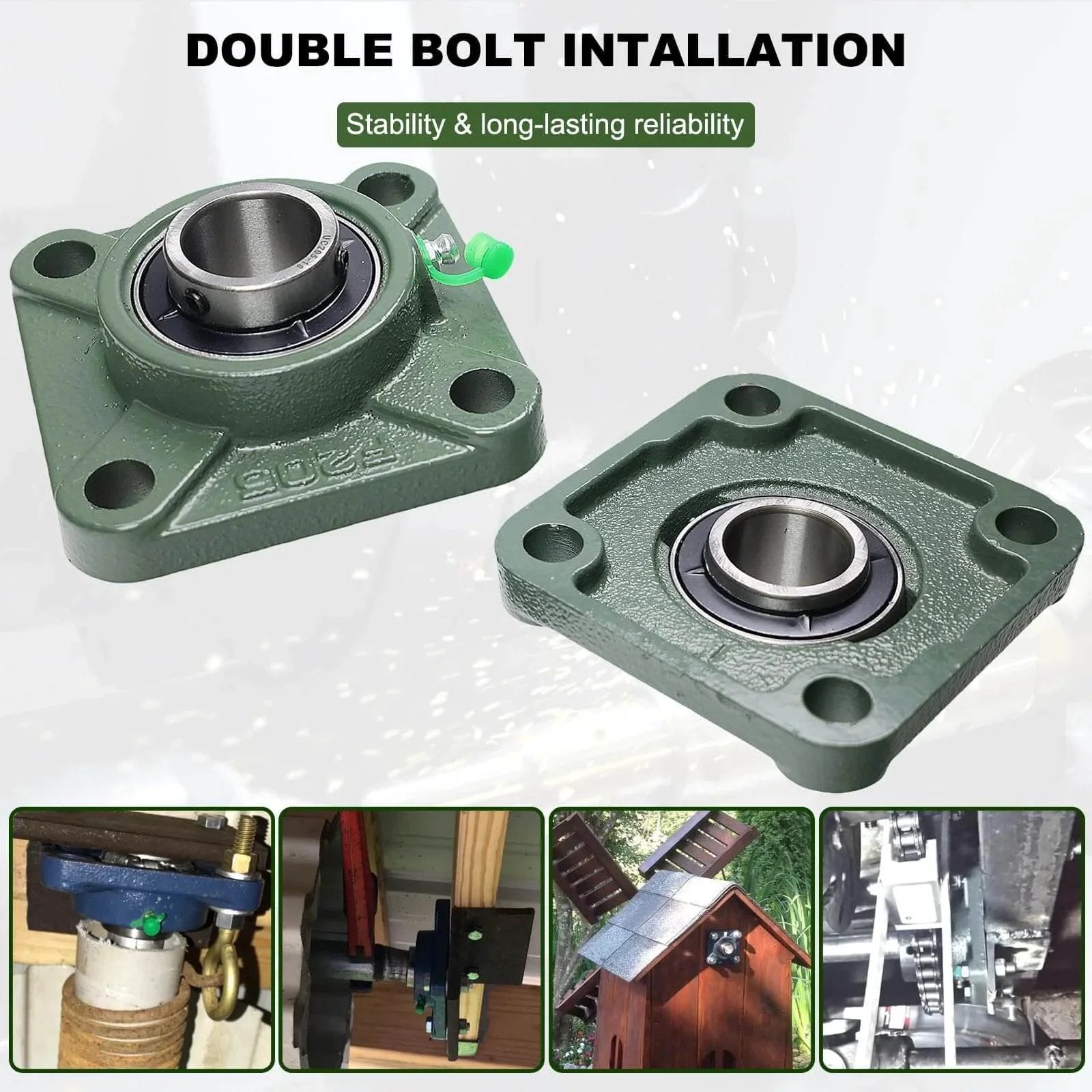 2 Pack UCF205-16 Pillow Block Bearing - Square Flange Mounted Pillow Block Bearings - Bearing Steel Bearings with 1" Bore